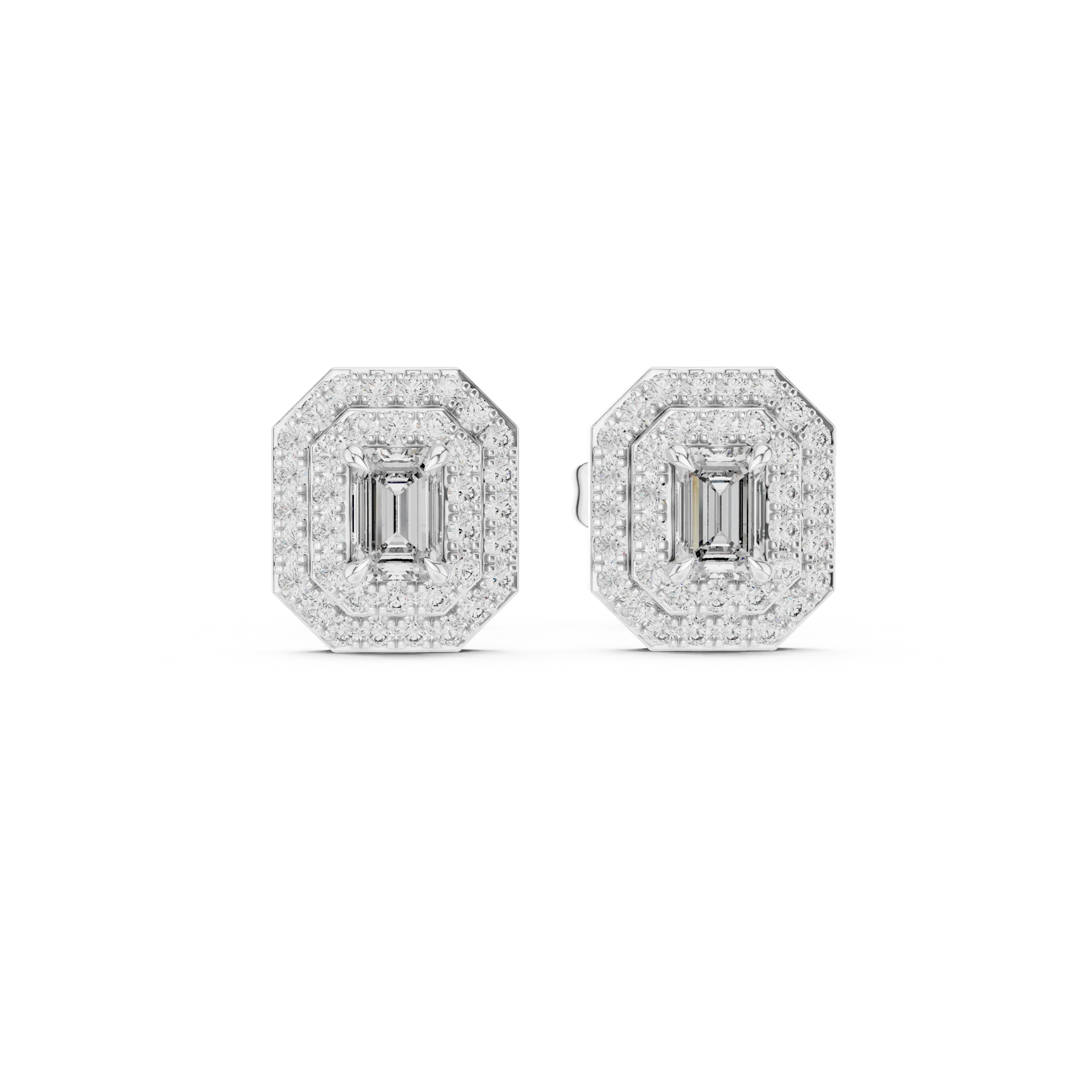 Imperial Emerald Halo Diamond Stud Earrings