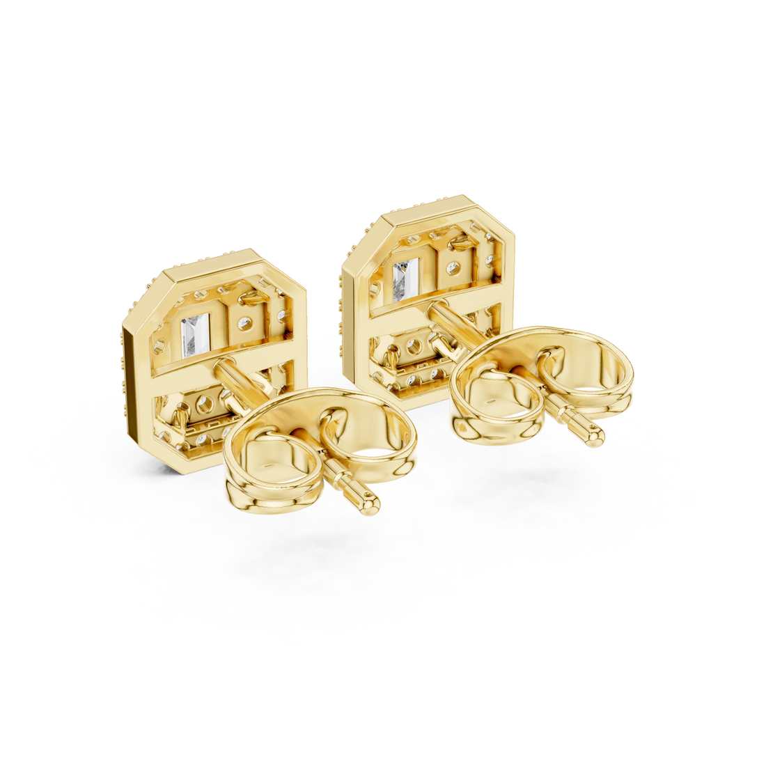 Imperial Emerald Halo Diamond Stud Earrings