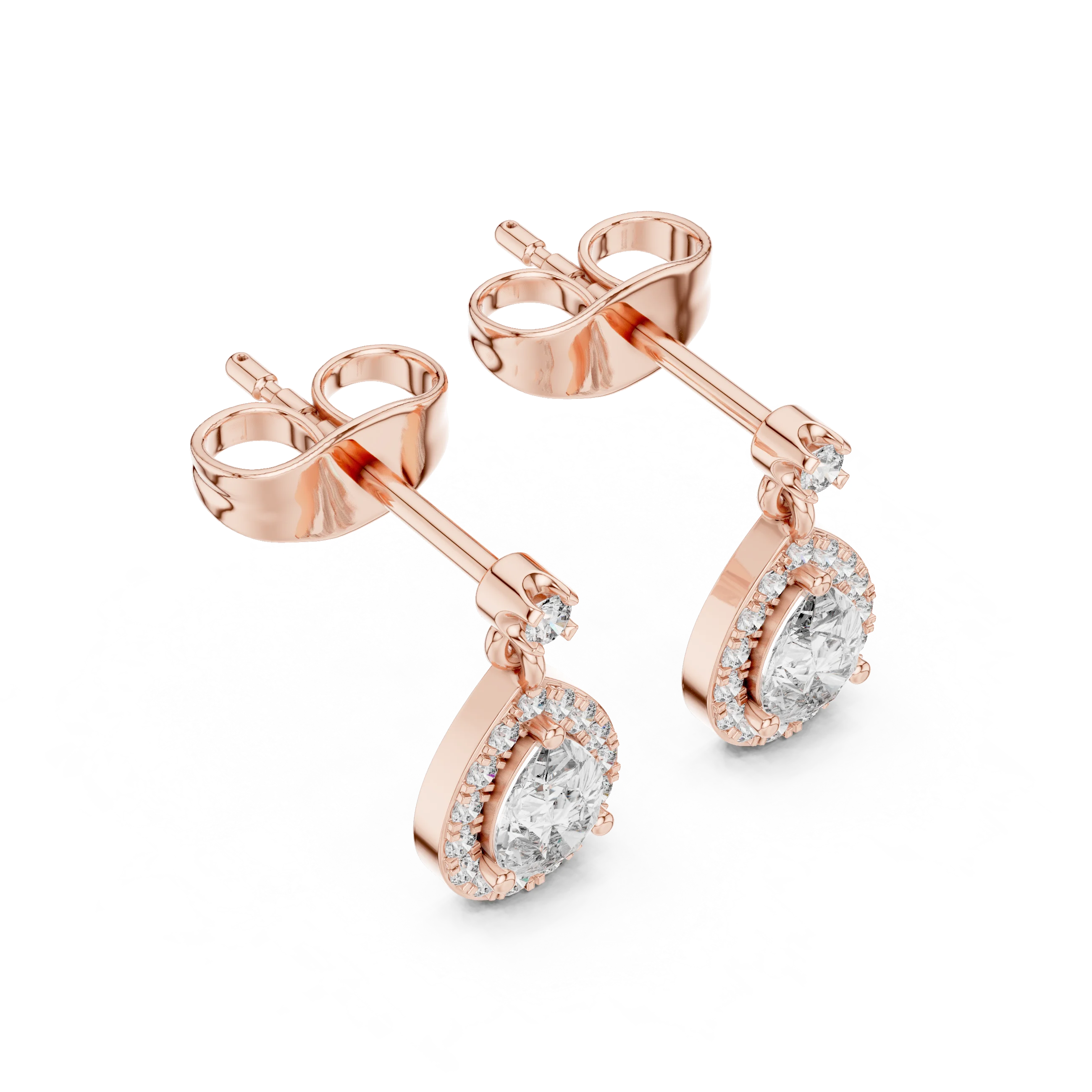 Aura Halo Drop Diamond Stud Earrings