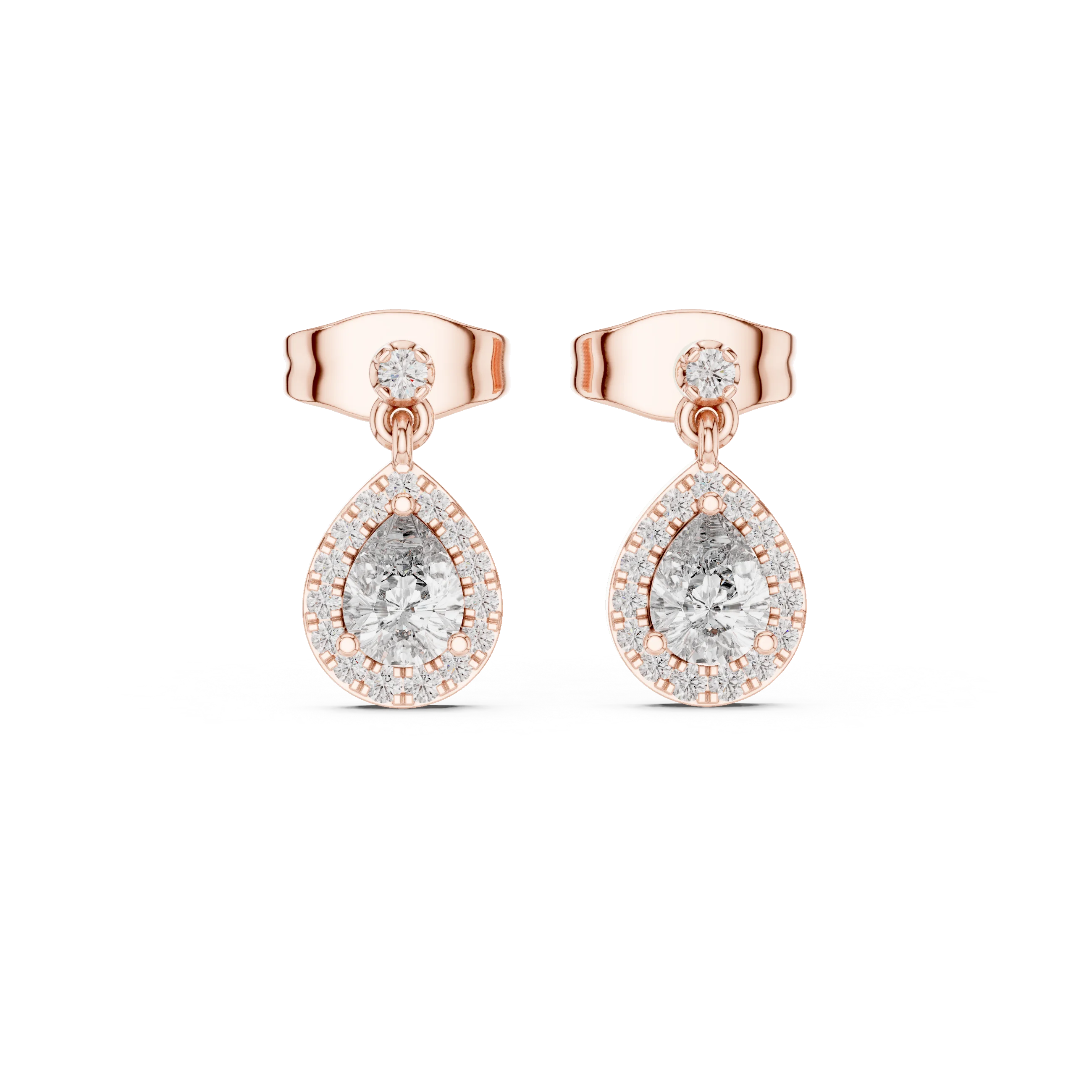 Aura Halo Drop Diamond Stud Earrings