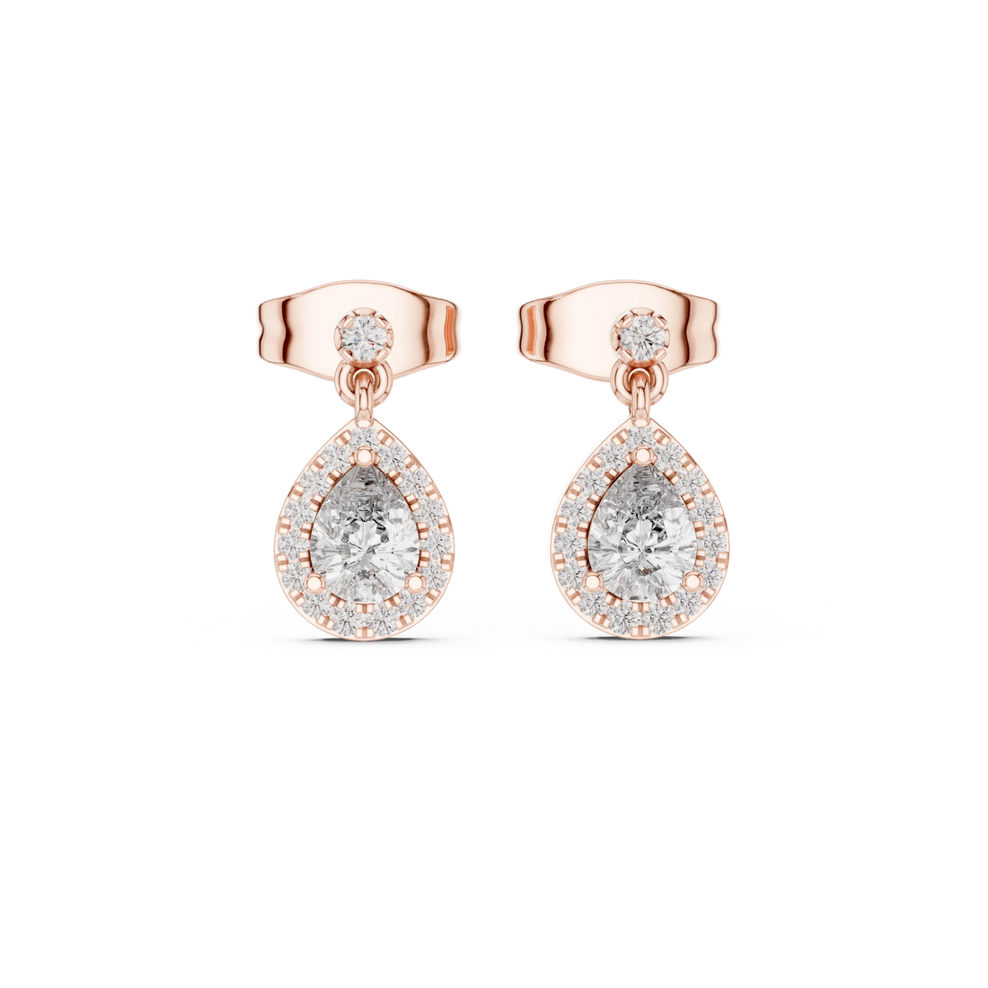 Aura Halo Drop Diamond Stud Earrings