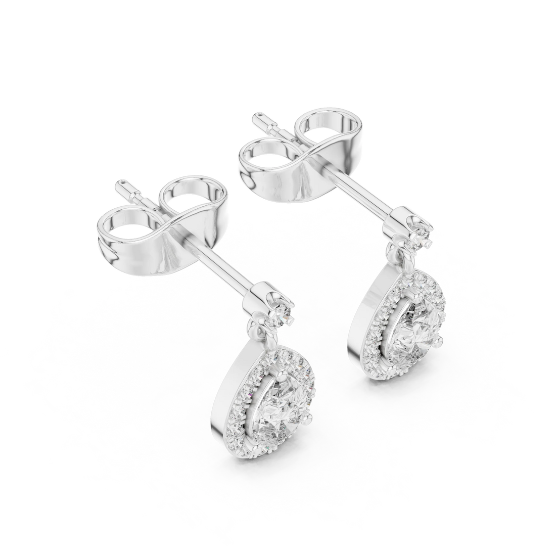 Aura Halo Drop Diamond Stud Earrings