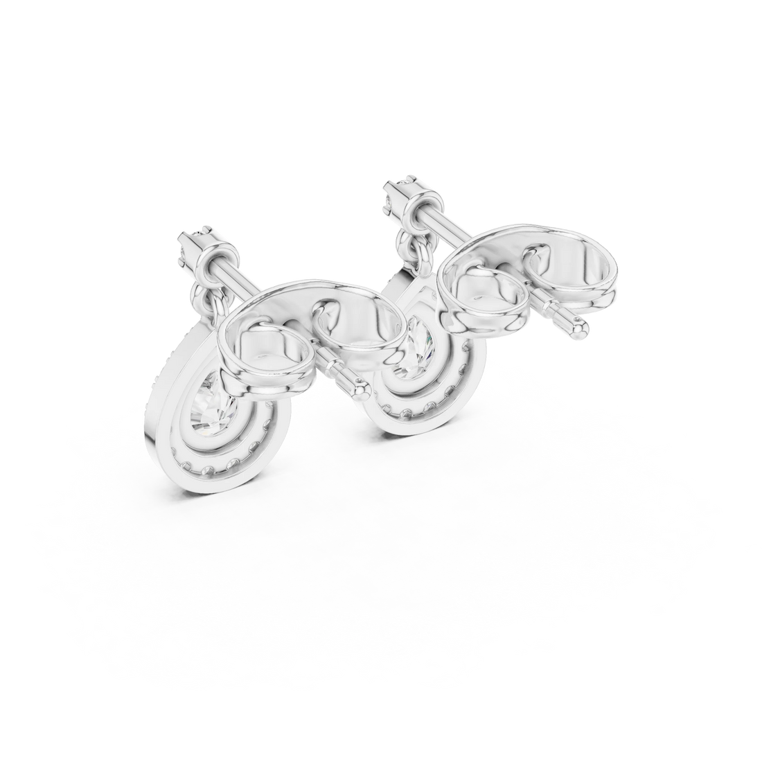 Aura Halo Drop Diamond Stud Earrings