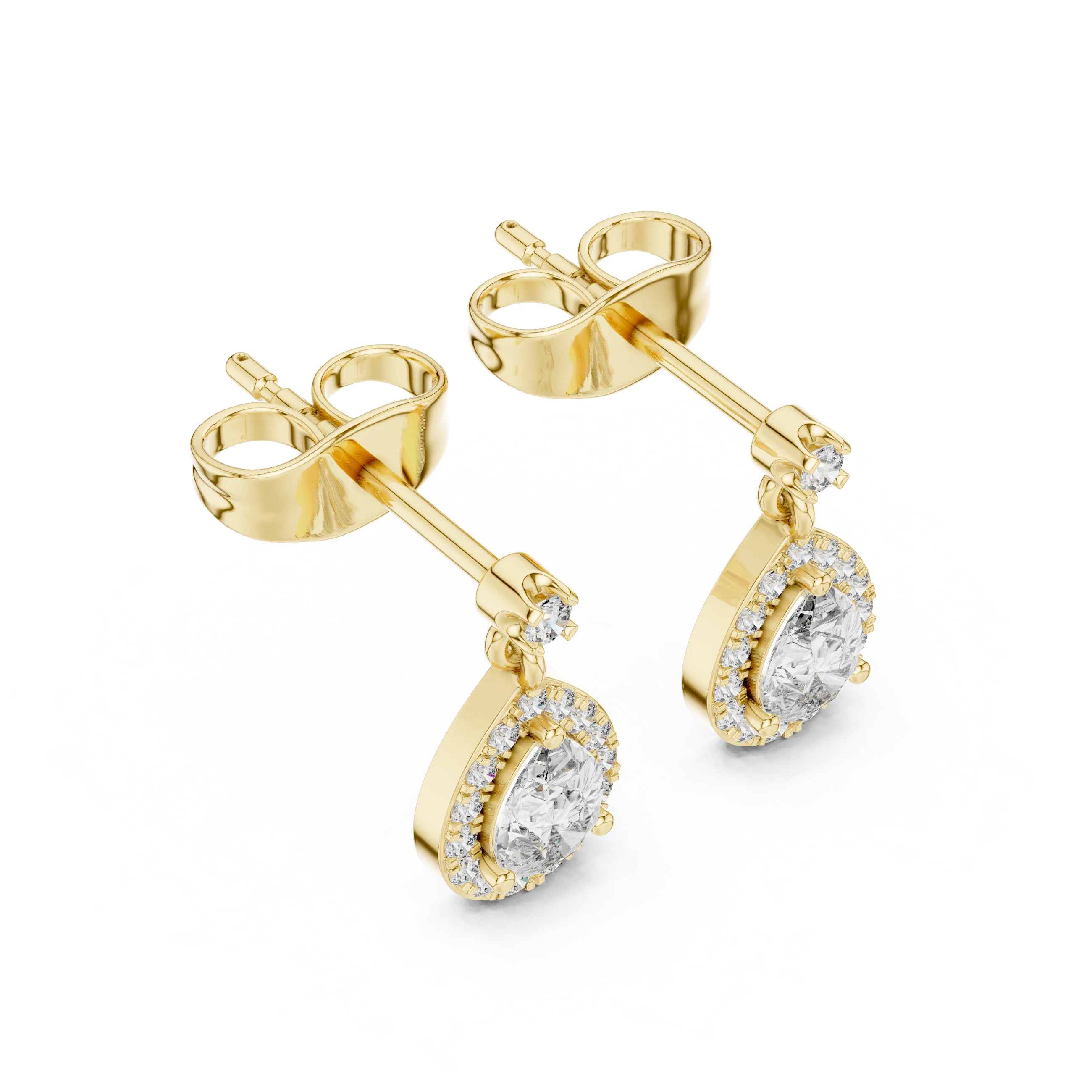 Aura Halo Drop Diamond Stud Earrings