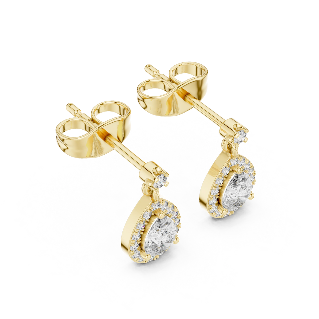 Aura Halo Drop Diamond Stud Earrings