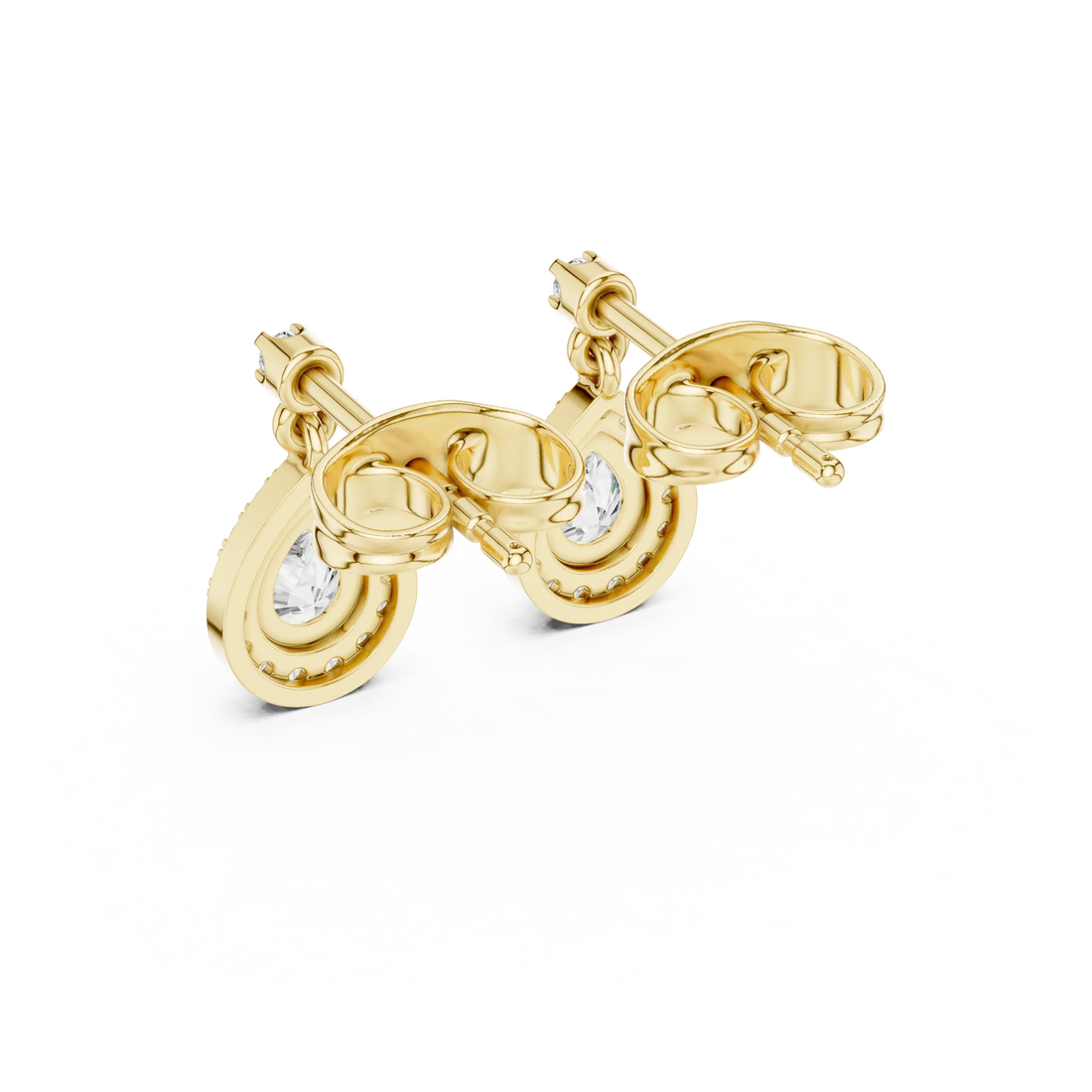 Aura Halo Drop Diamond Stud Earrings