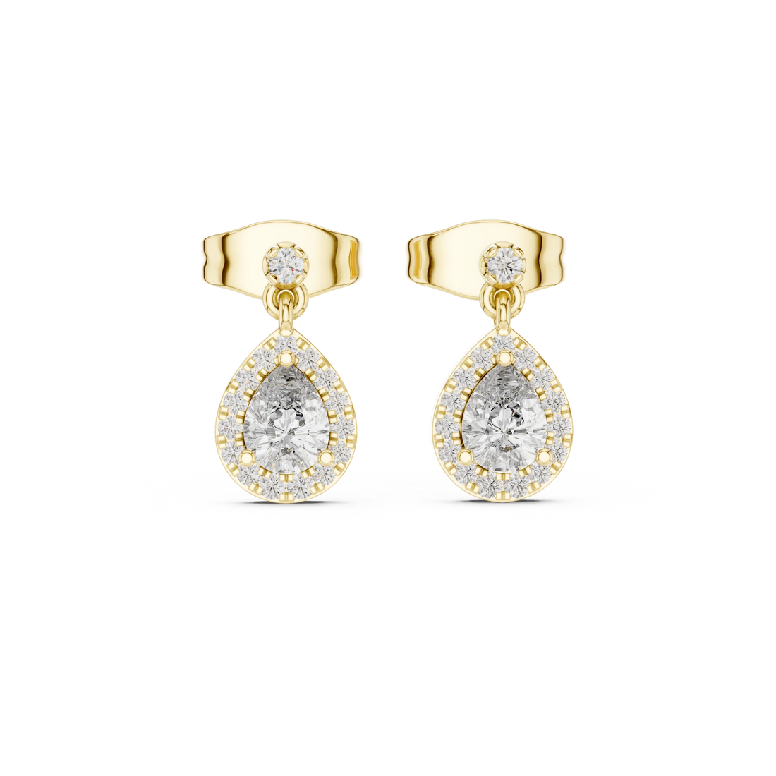 Aura Halo Drop Diamond Stud Earrings