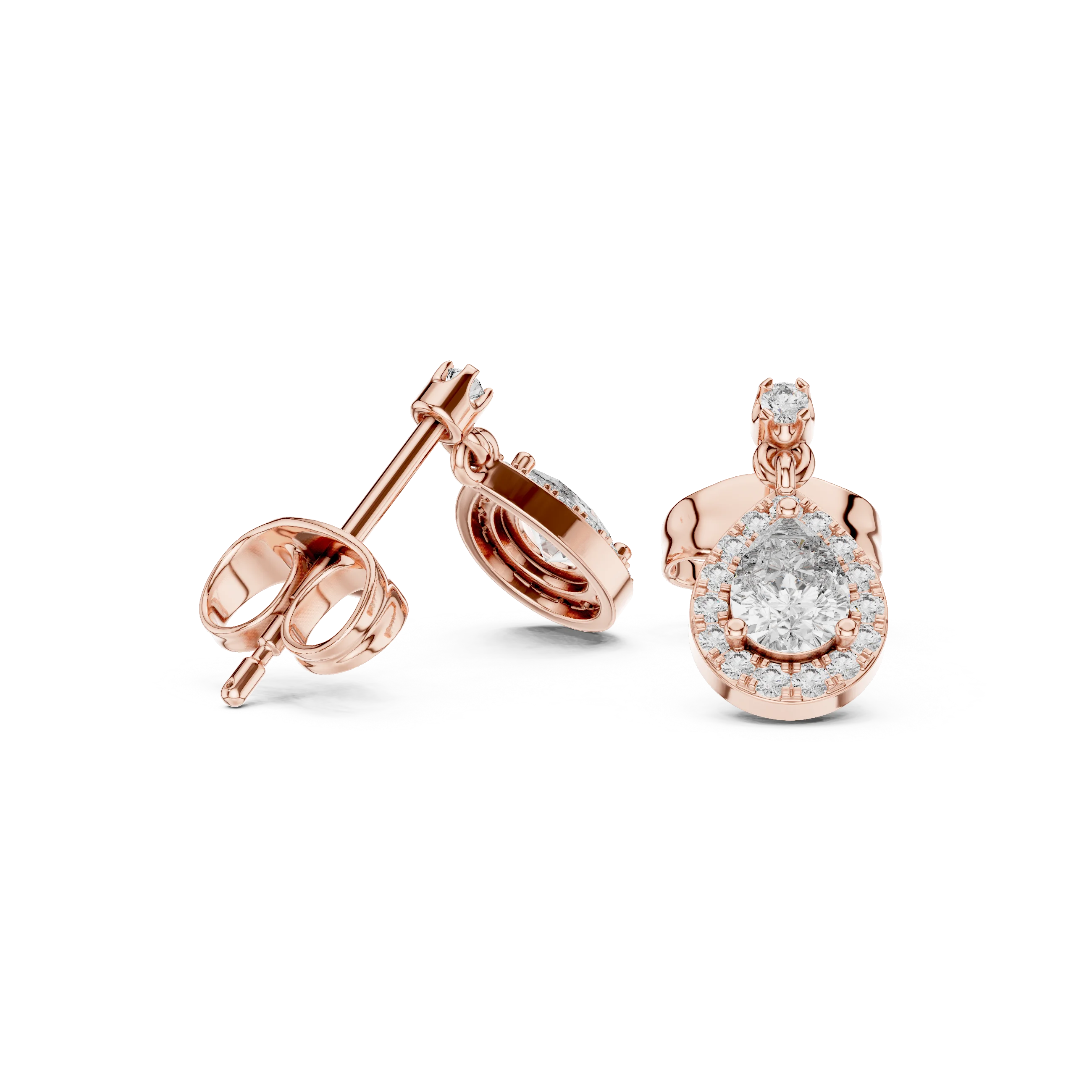 Aura Halo Drop Diamond Stud Earrings