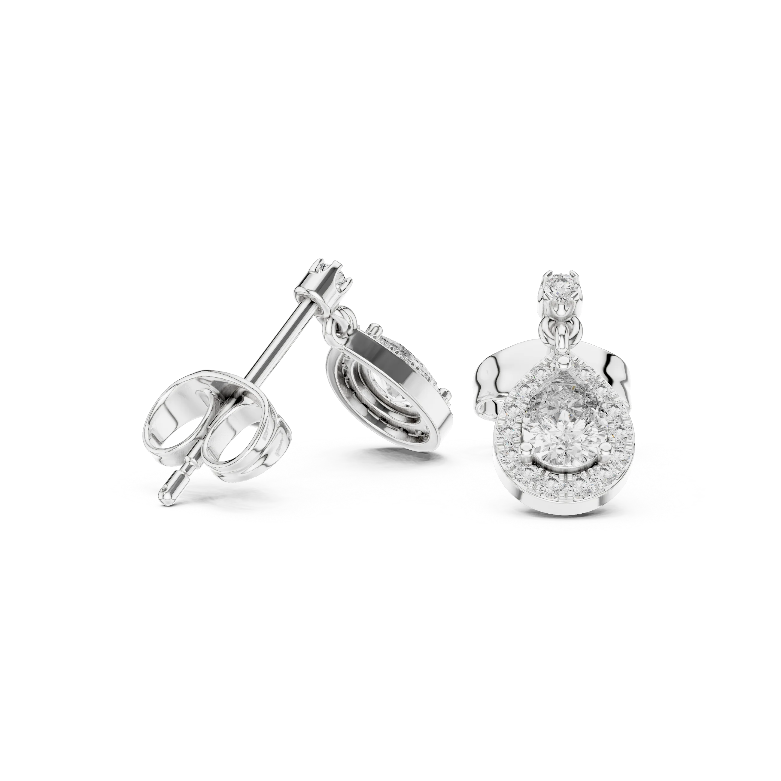 Aura Halo Drop Diamond Stud Earrings