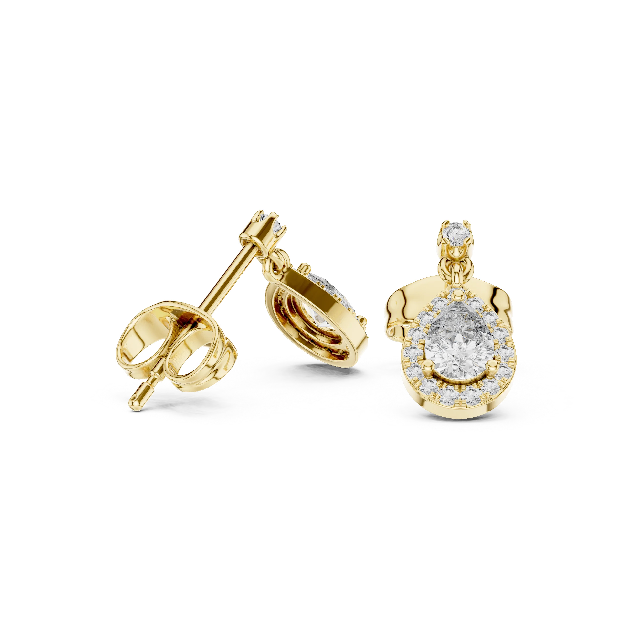 Aura Halo Drop Diamond Stud Earrings