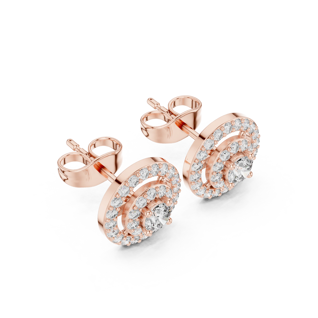 Rosé Eclipse Double Halo Diamond Stud Earrings