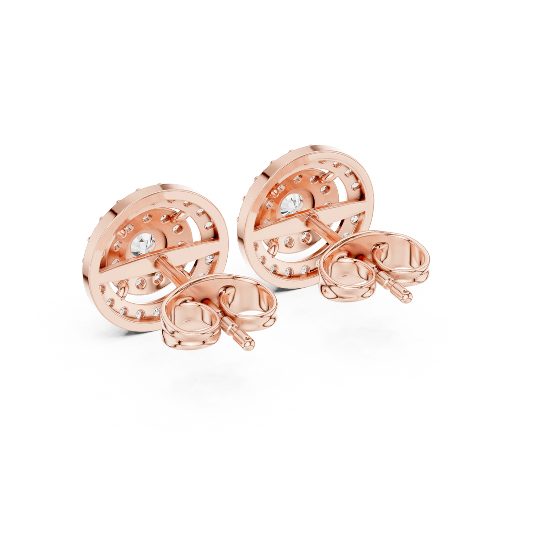 Rosé Eclipse Double Halo Diamond Stud Earrings