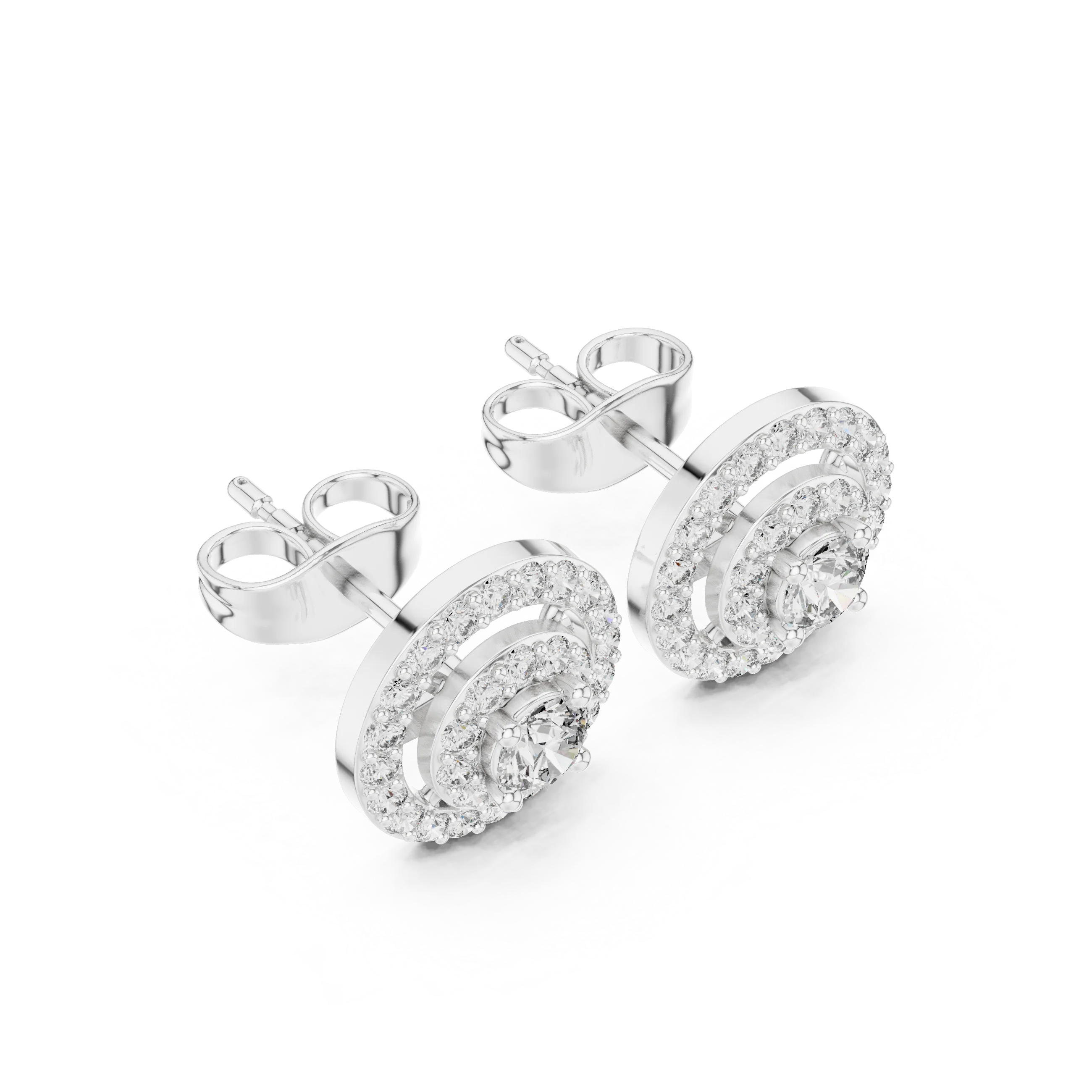 Rosé Eclipse Double Halo Diamond Stud Earrings