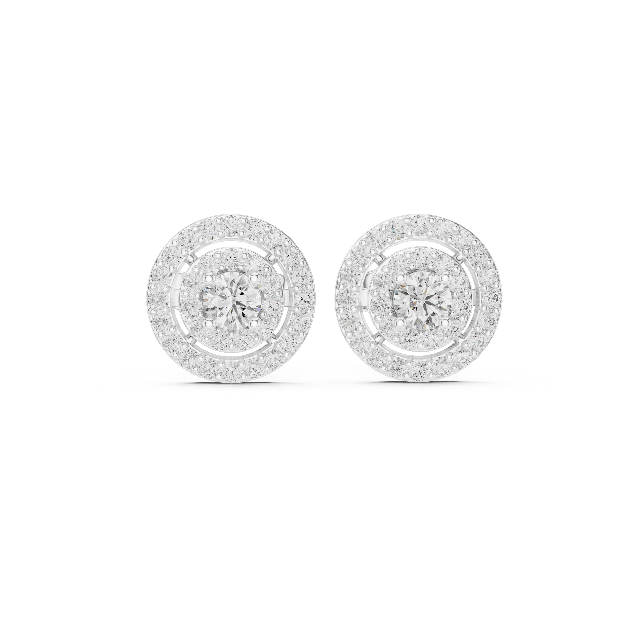 Rosé Eclipse Double Halo Diamond Stud Earrings
