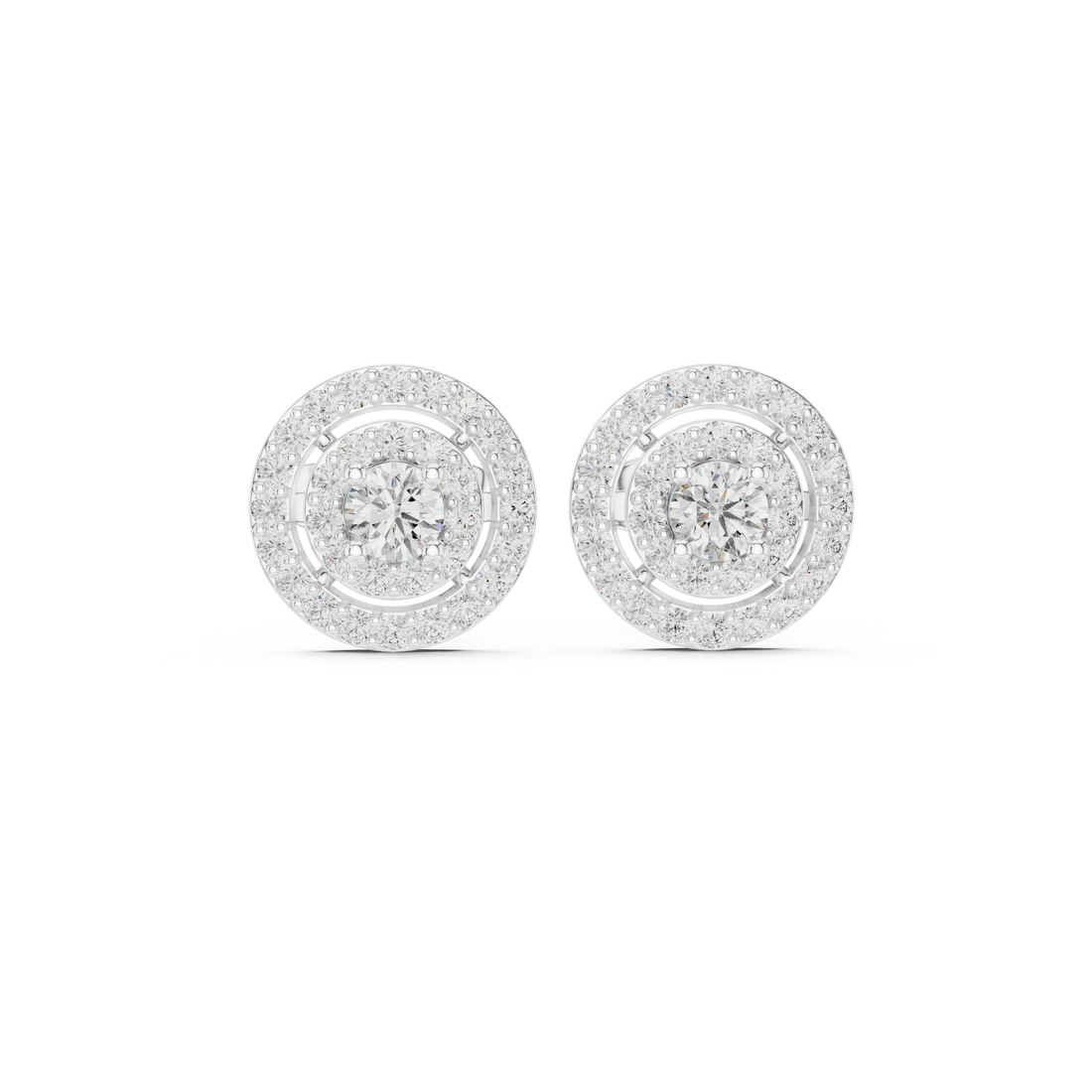 Rosé Eclipse Double Halo Diamond Stud Earrings