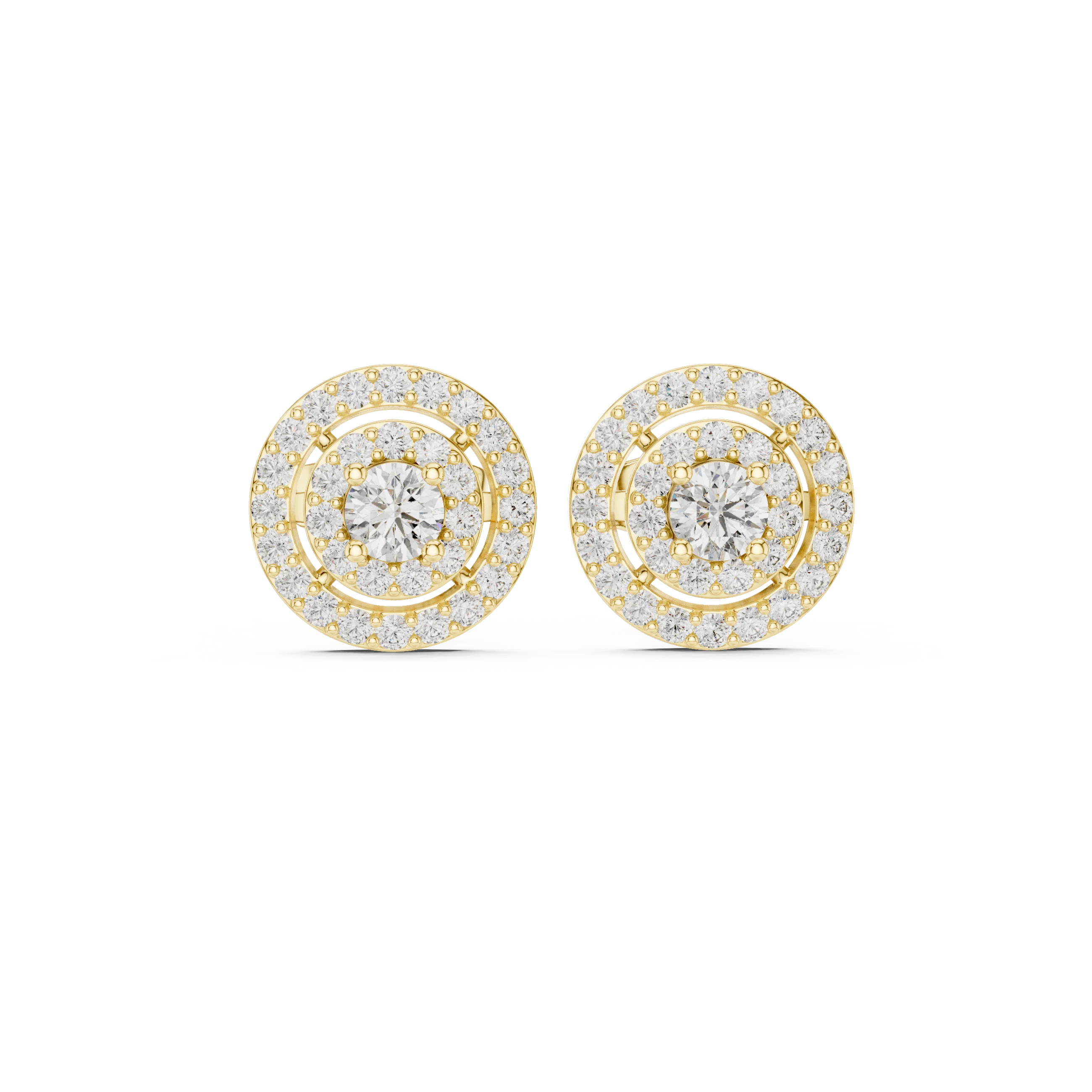 Rosé Eclipse Double Halo Diamond Stud Earrings