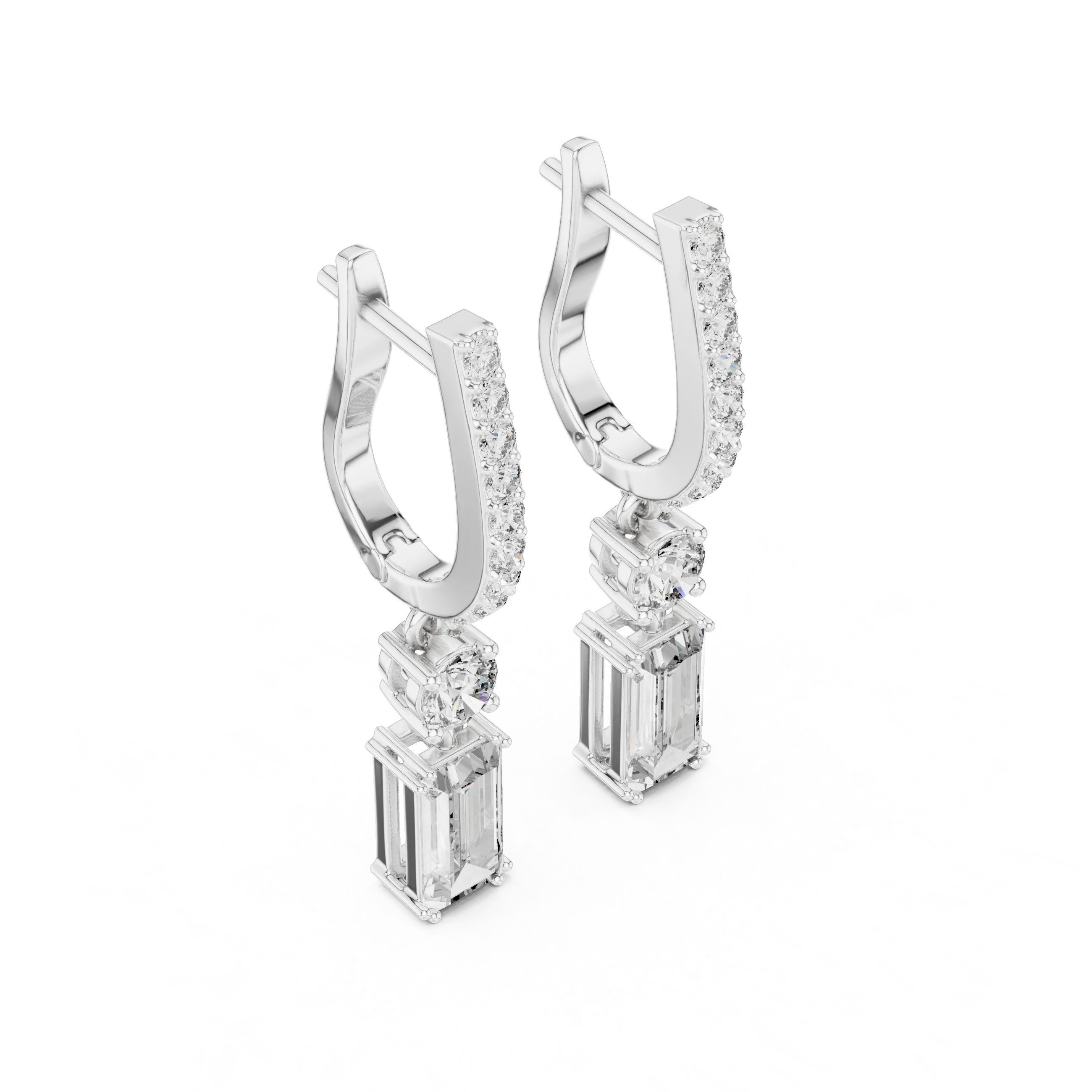 Regal Cascade Emerald Diamond Drop Earrings