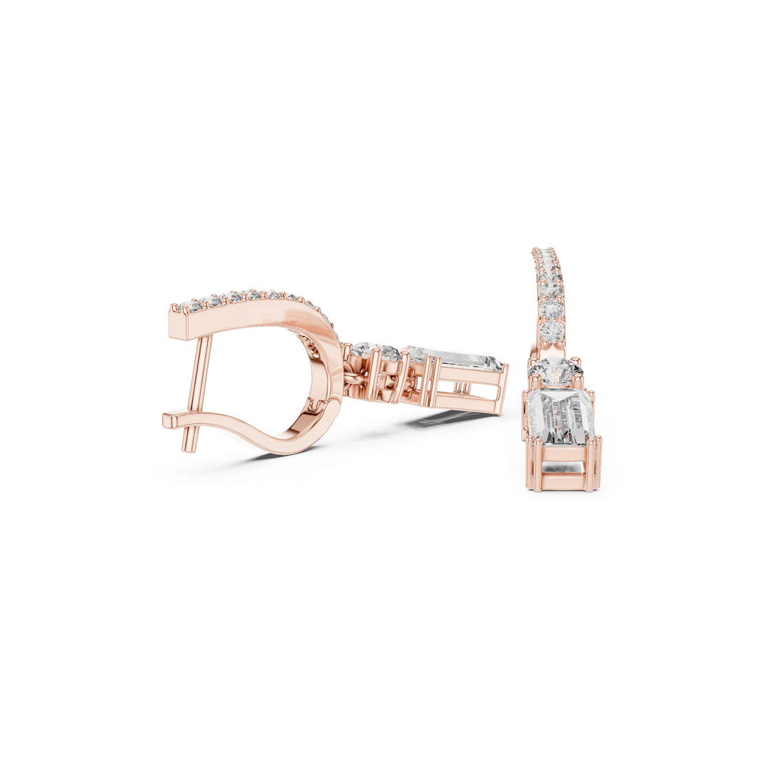 Regal Cascade Emerald Diamond Drop Earrings