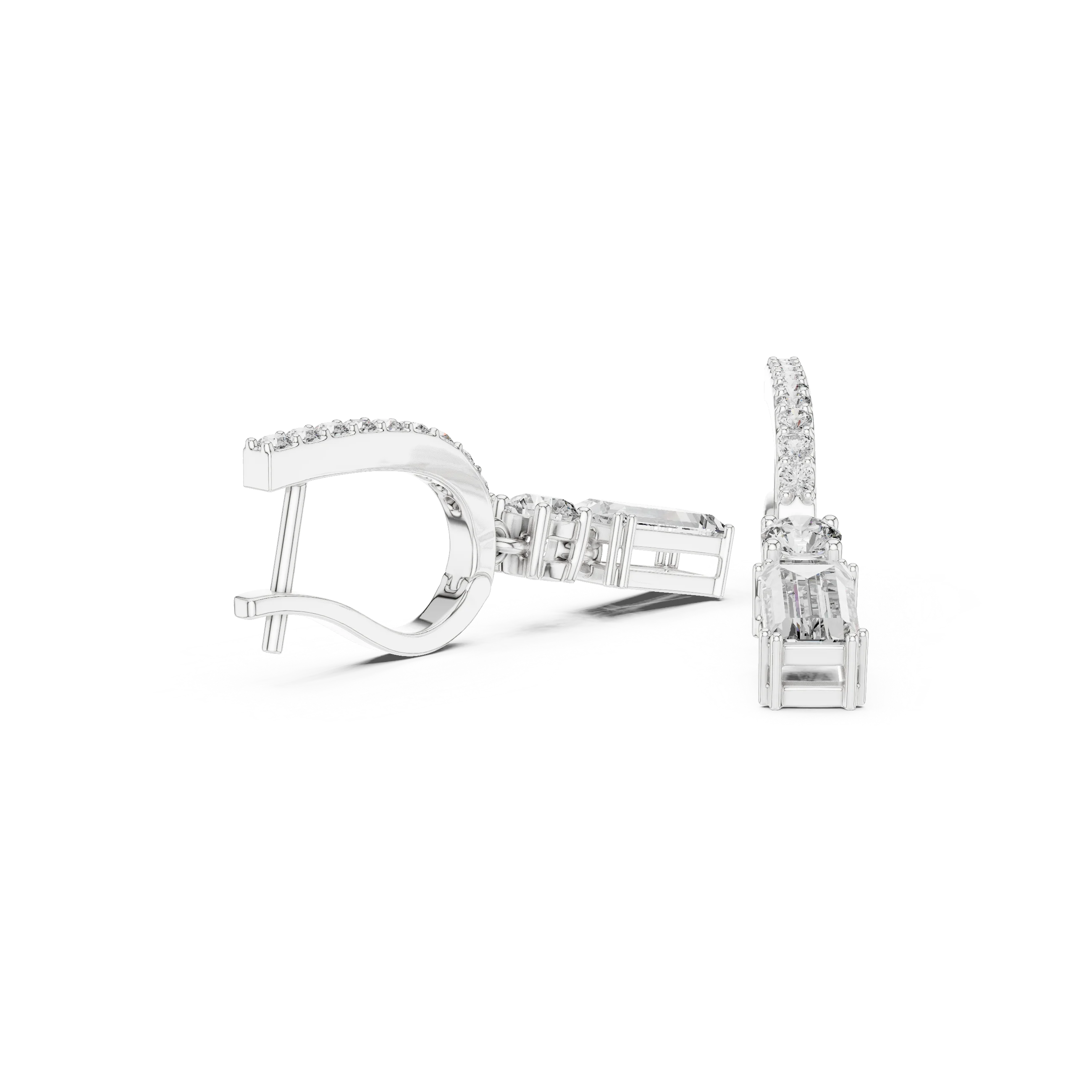 Regal Cascade Emerald Diamond Drop Earrings