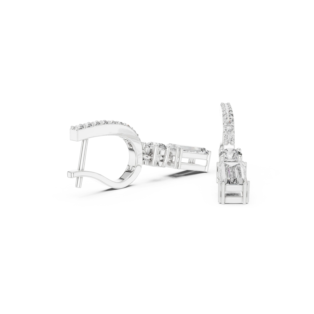 Regal Cascade Emerald Diamond Drop Earrings