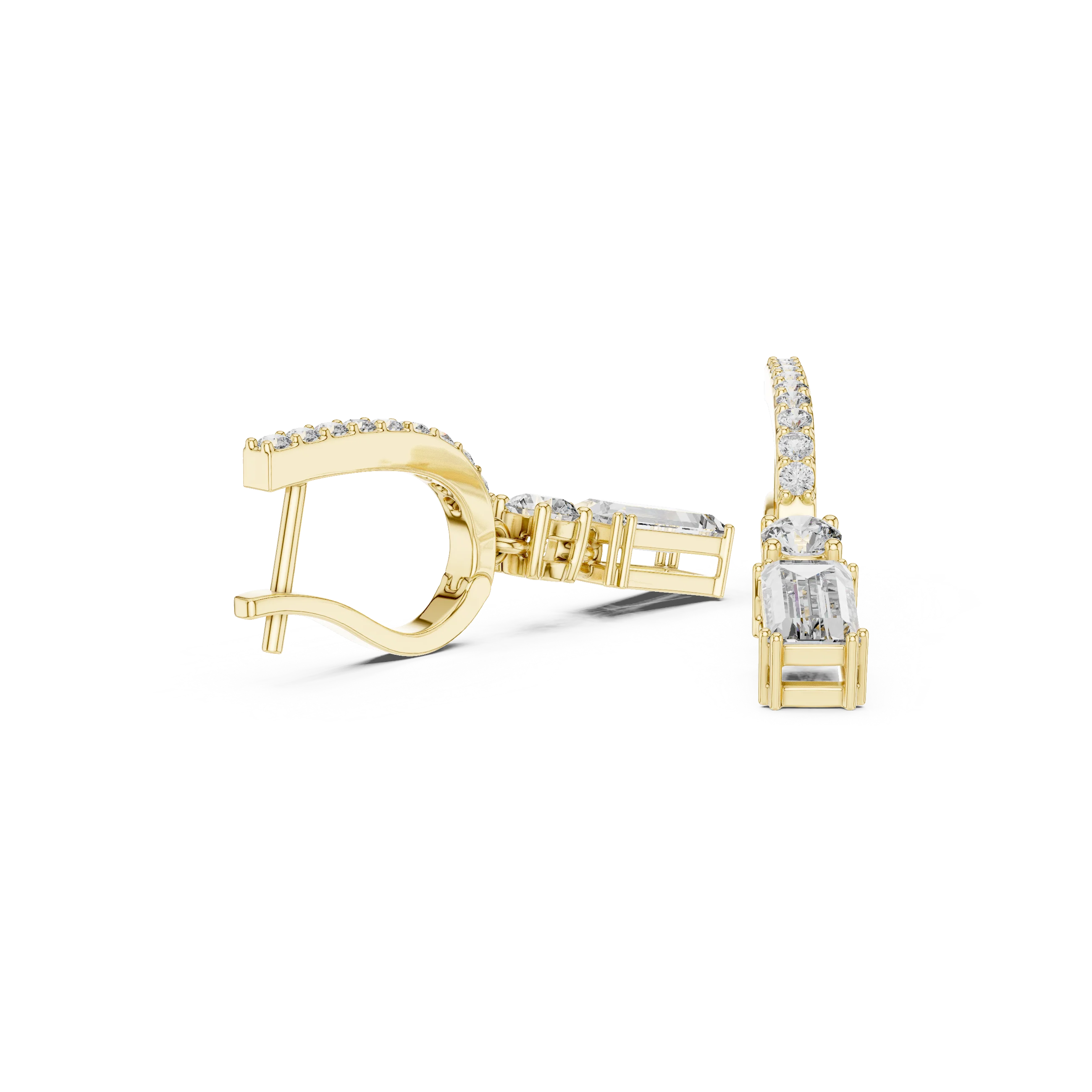 Regal Cascade Emerald Diamond Drop Earrings