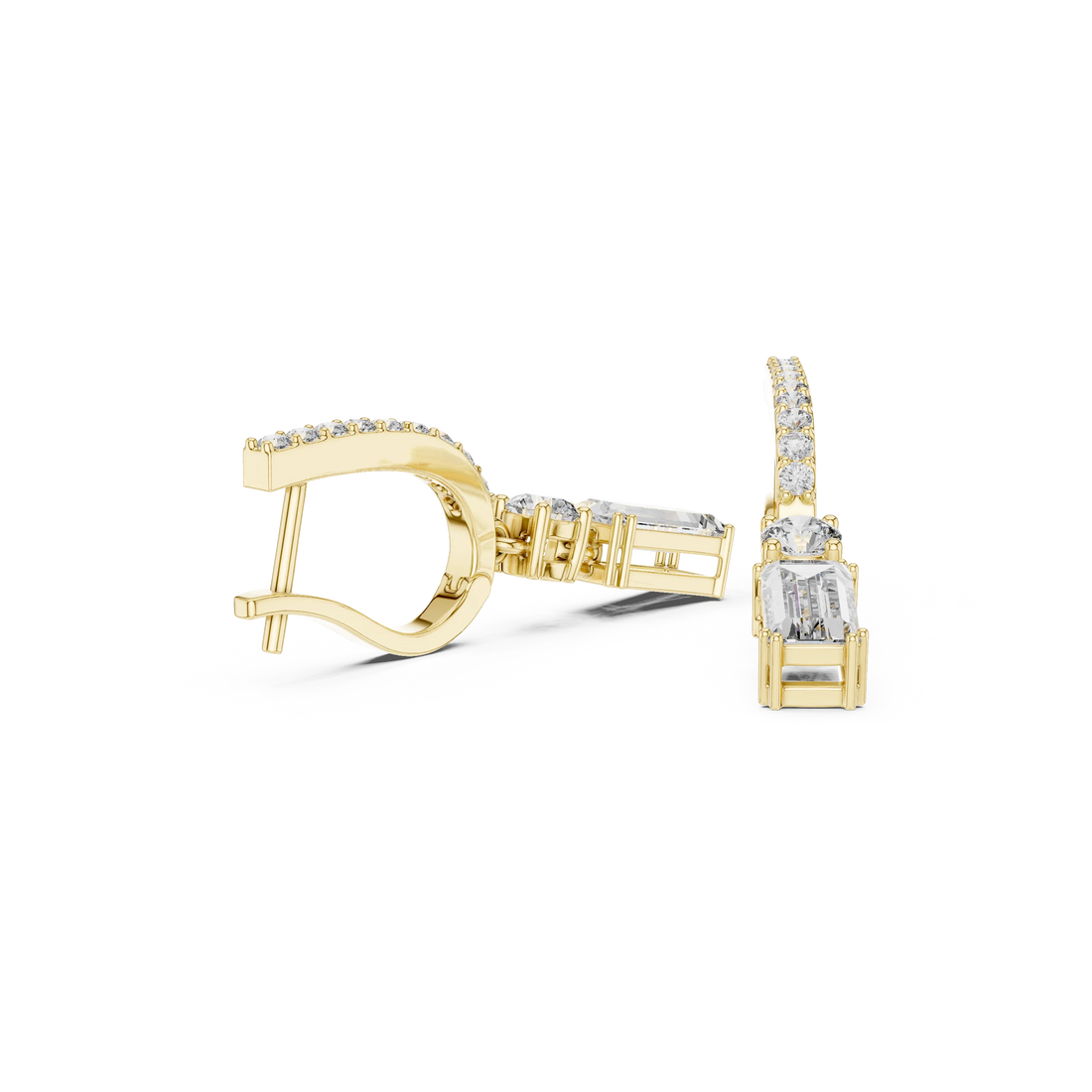 Regal Cascade Emerald Diamond Drop Earrings