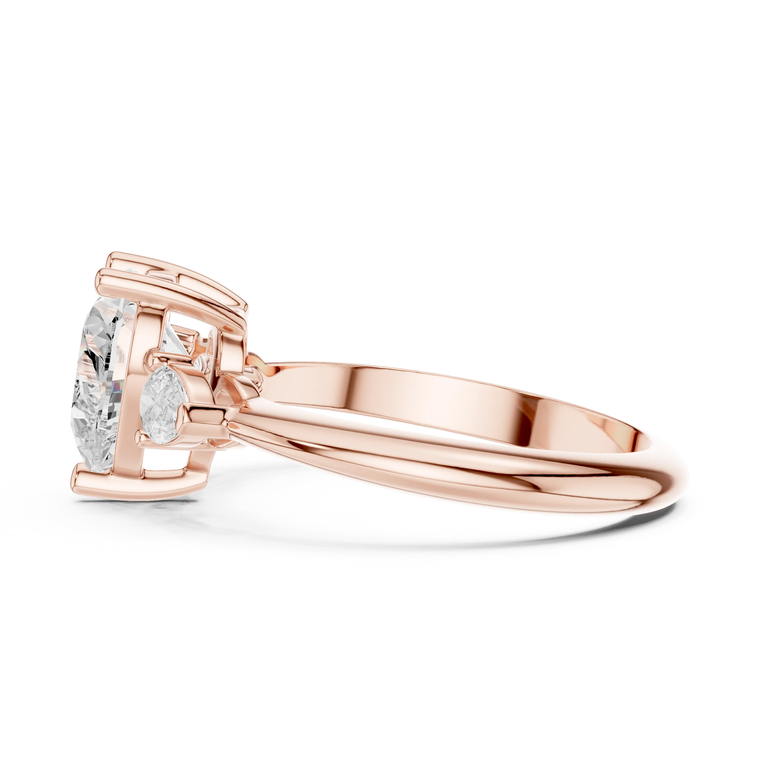 Heart Diamond Solitaire Engagement Ring with Hidden Side Accent