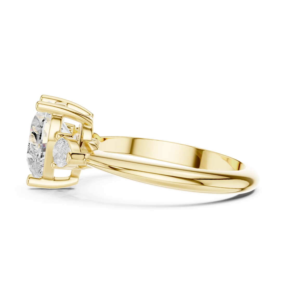 Heart Diamond Solitaire Engagement Ring with Hidden Side Accent