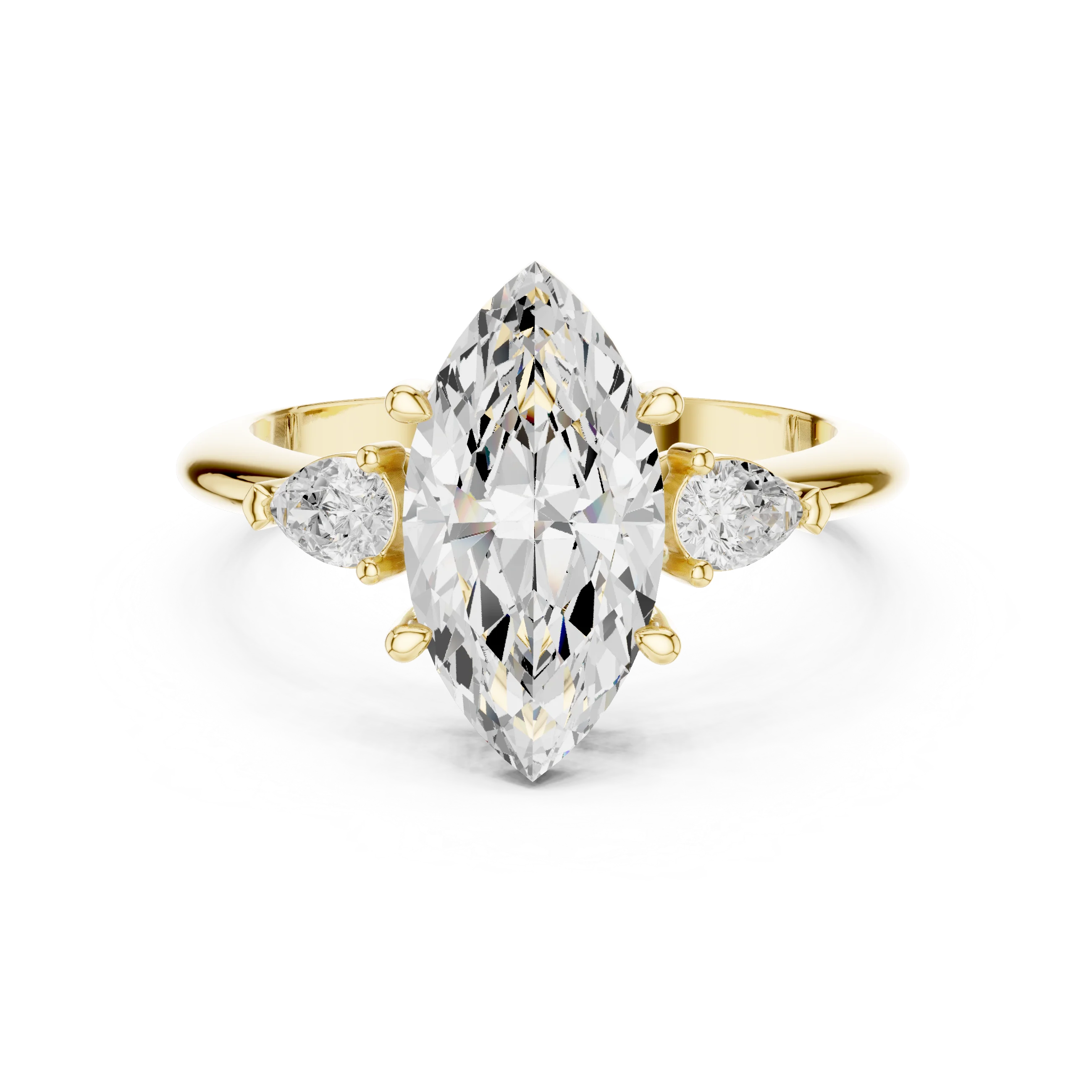 Marquise Diamond Solitaire Engagement Ring with Hidden Side Accent