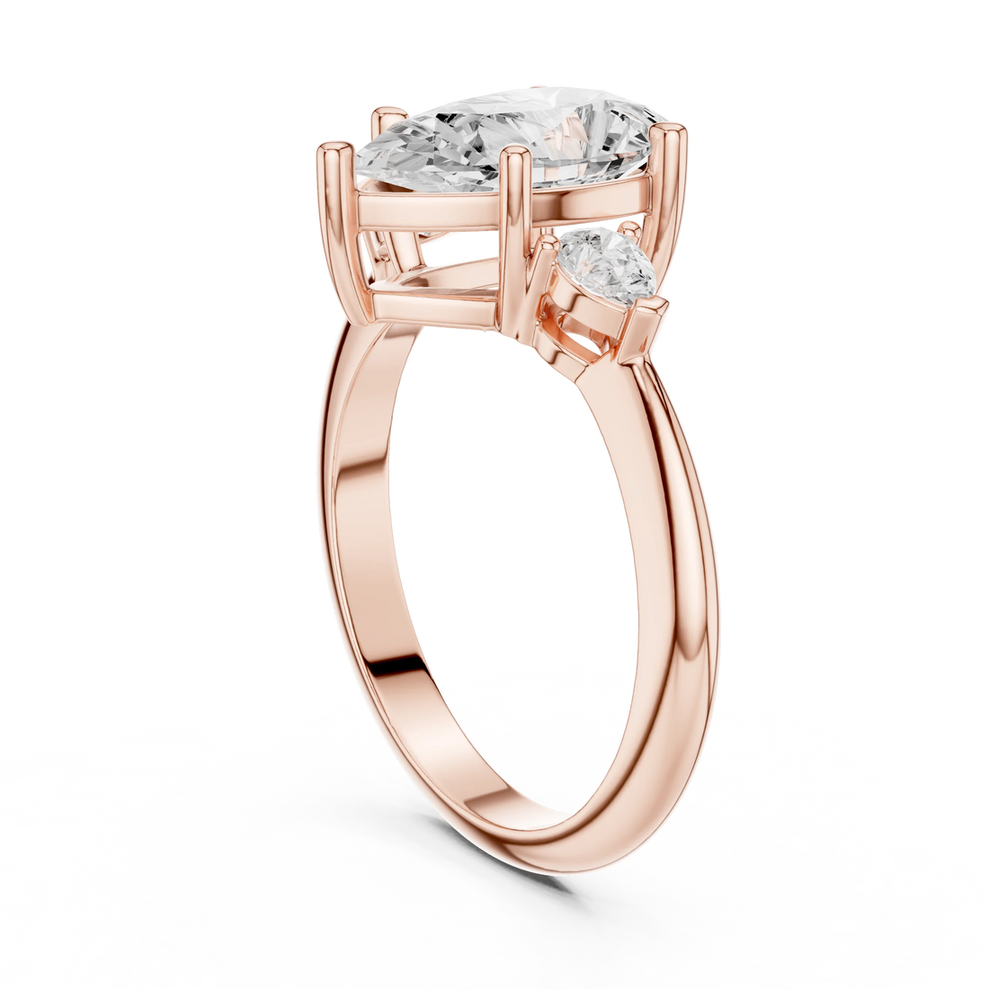 Pear Diamond Solitaire Engagement Ring with Hidden Side Accent