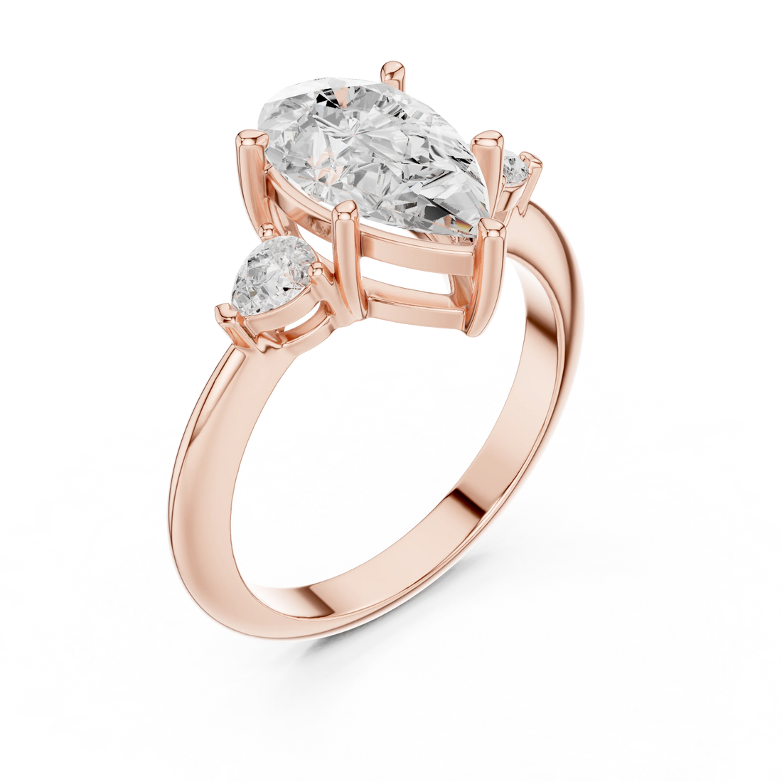 Pear Diamond Solitaire Engagement Ring with Hidden Side Accent