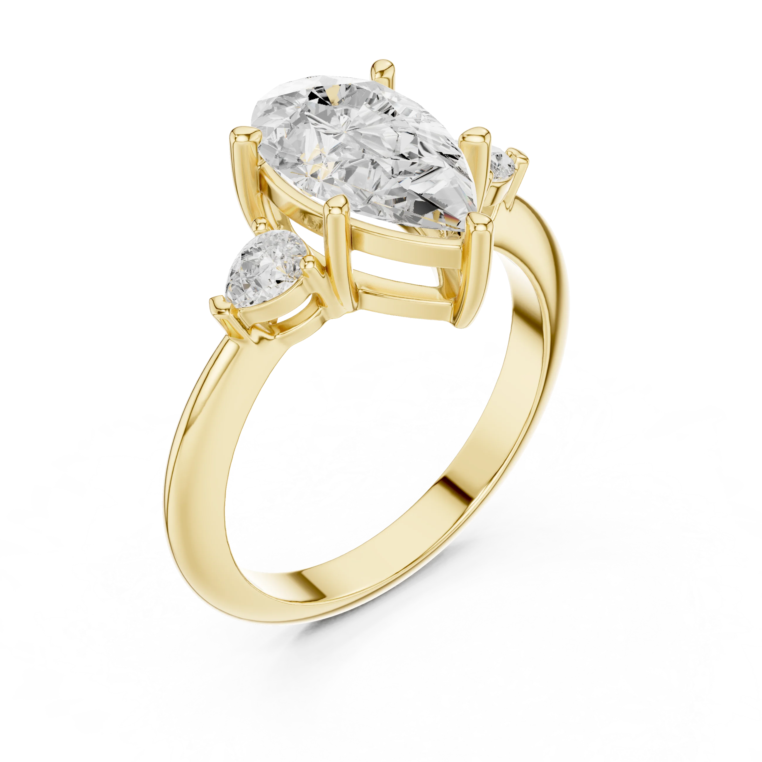 Pear Diamond Solitaire Engagement Ring with Hidden Side Accent