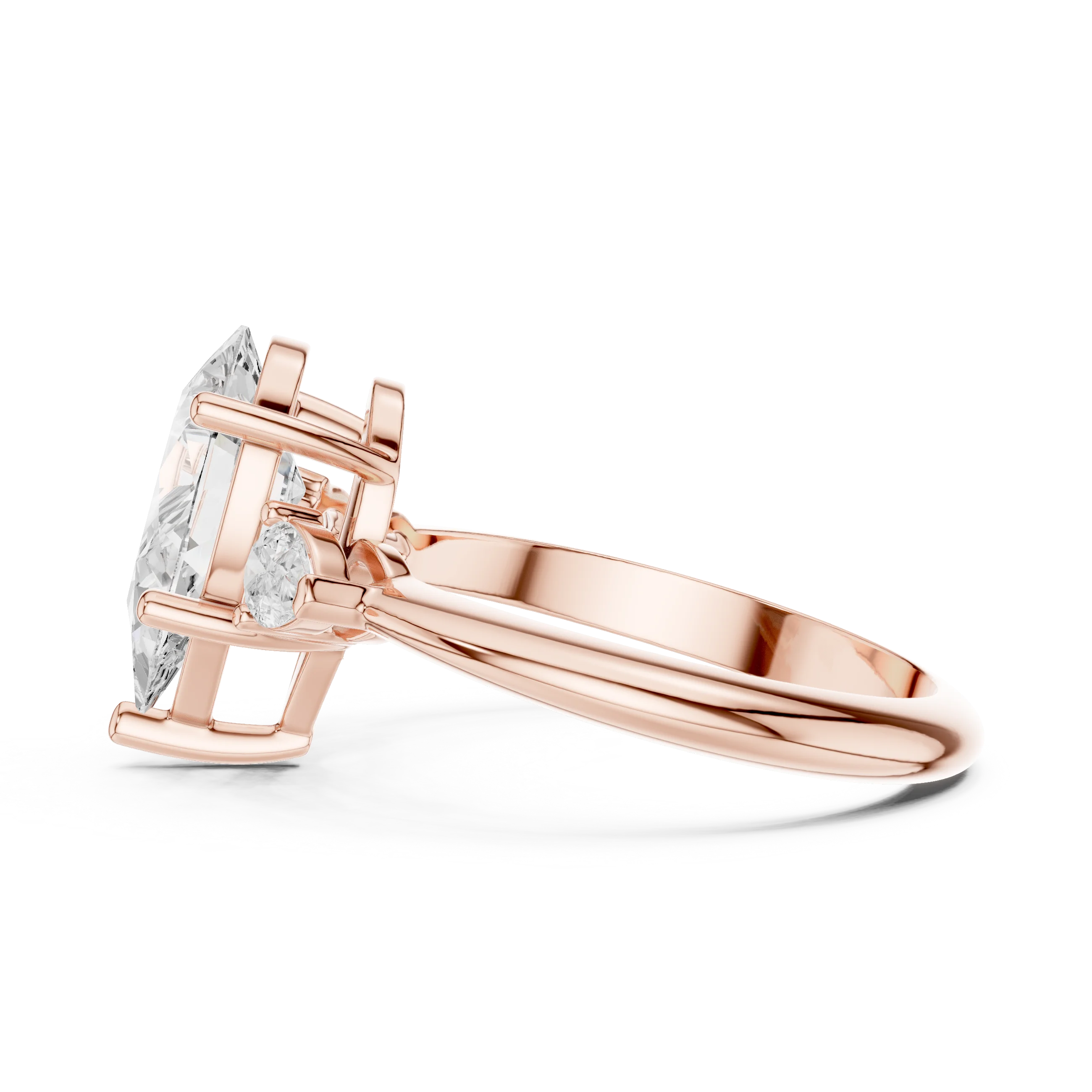 Pear Diamond Solitaire Engagement Ring with Hidden Side Accent