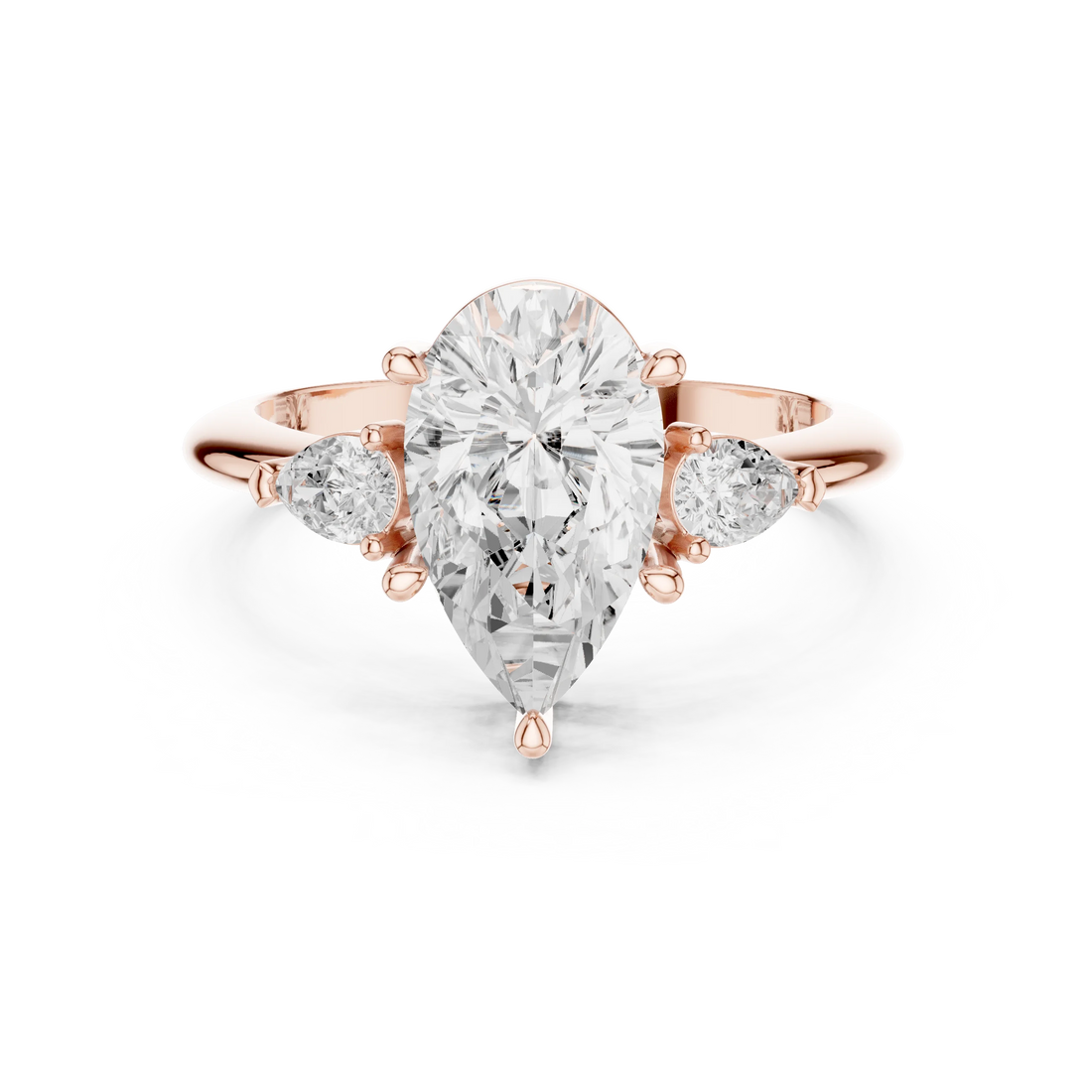 Pear Diamond Solitaire Engagement Ring with Hidden Side Accent