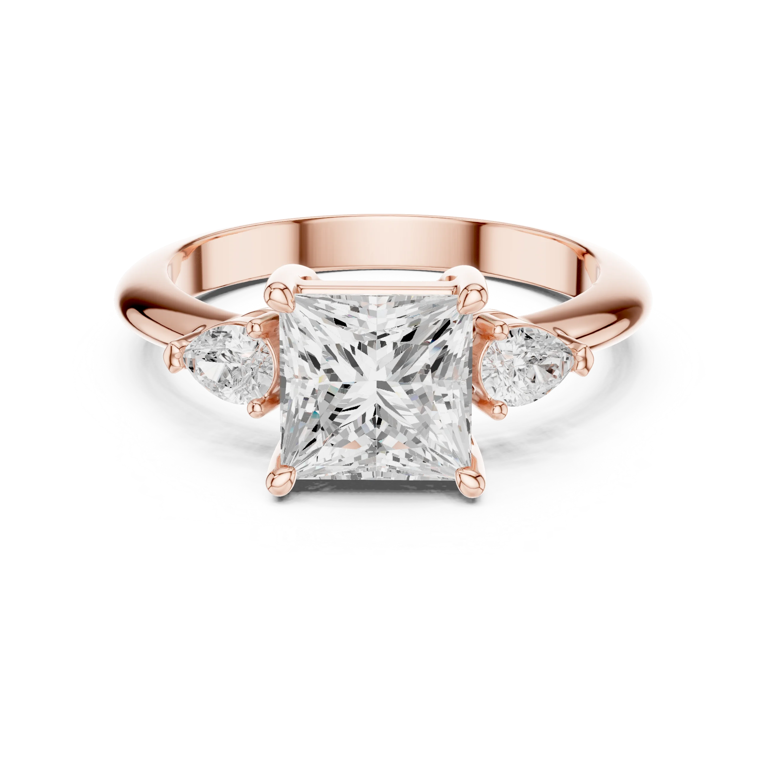 Princess Diamond Solitaire Engagement Ring with Hidden Side Accent