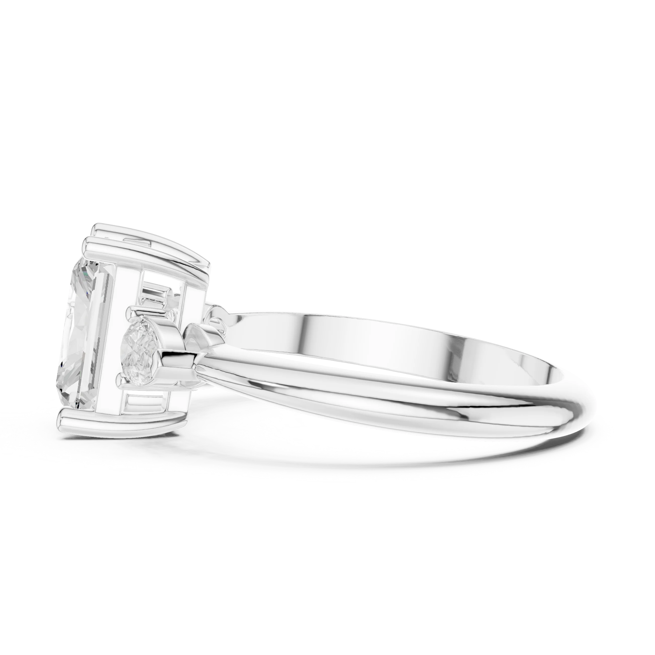 Radiant Diamond Solitaire Engagement Ring with Hidden Side Accent