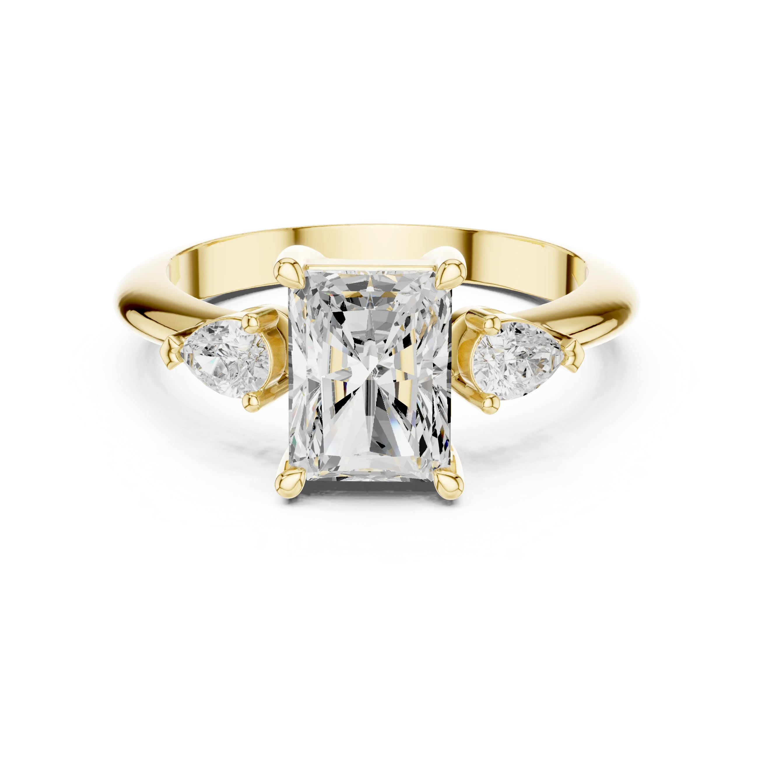 Radiant Diamond Solitaire Engagement Ring with Hidden Side Accent