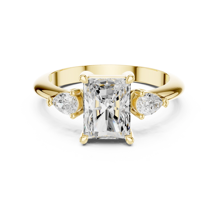 Radiant Diamond Solitaire Engagement Ring with Hidden Side Accent