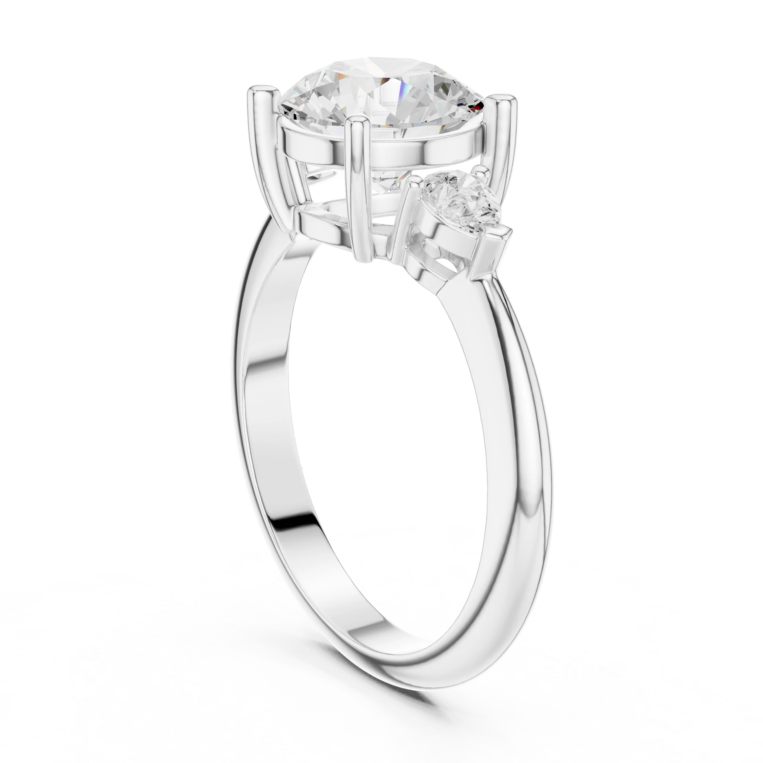Round Diamond Solitaire Engagement Ring with Hidden Side Accent