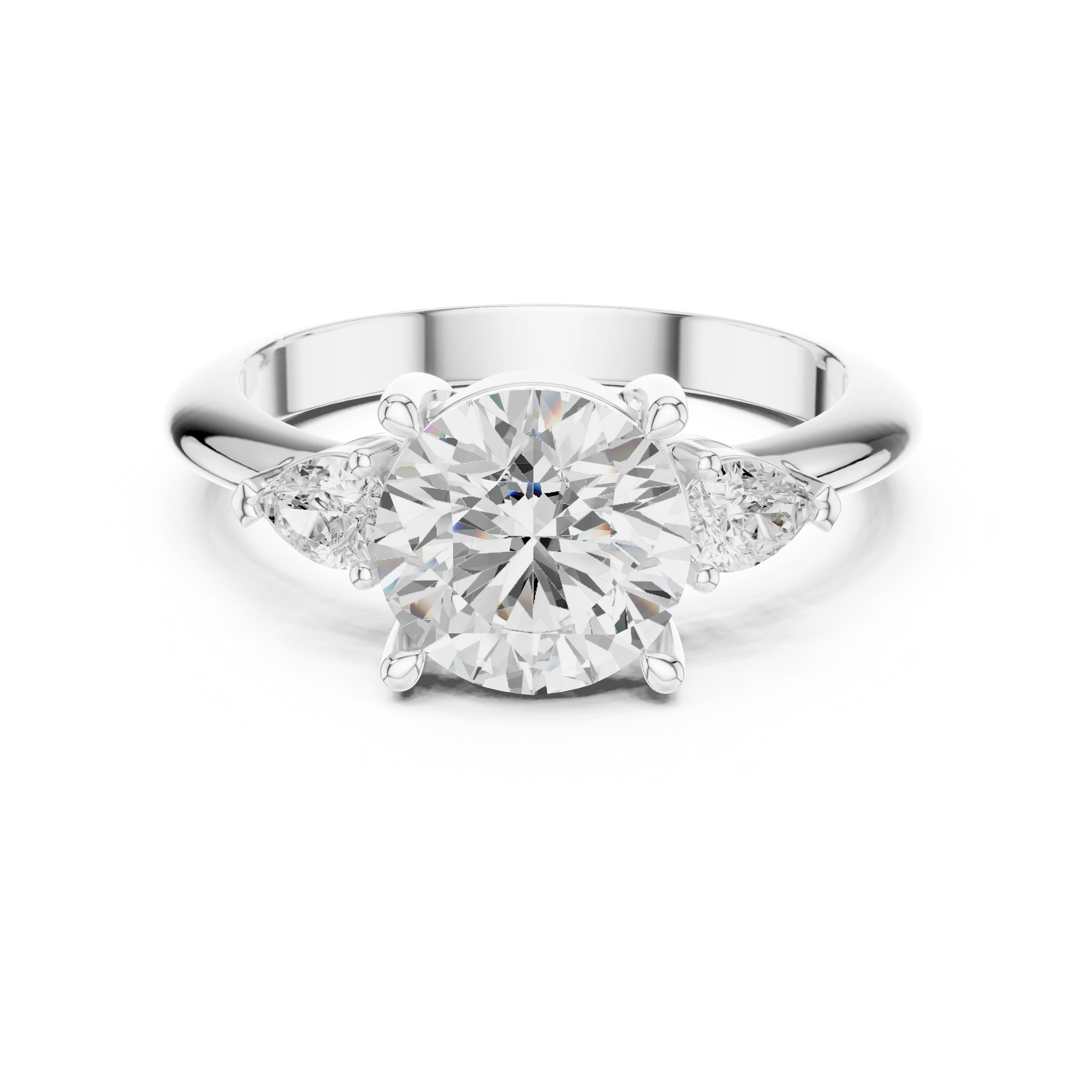 Round Diamond Solitaire Engagement Ring with Hidden Side Accent