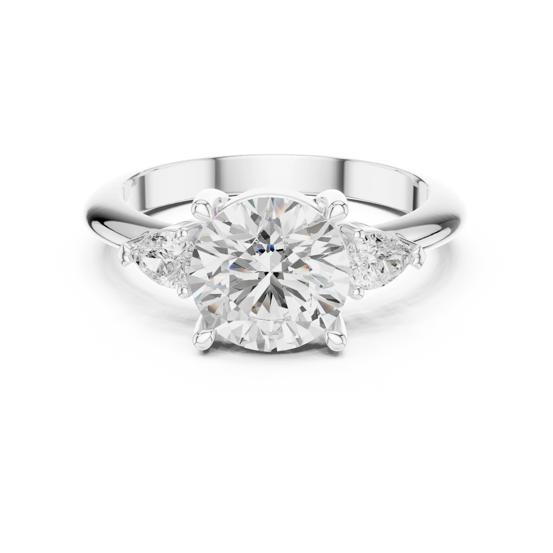 Round Diamond Solitaire Engagement Ring with Hidden Side Accent