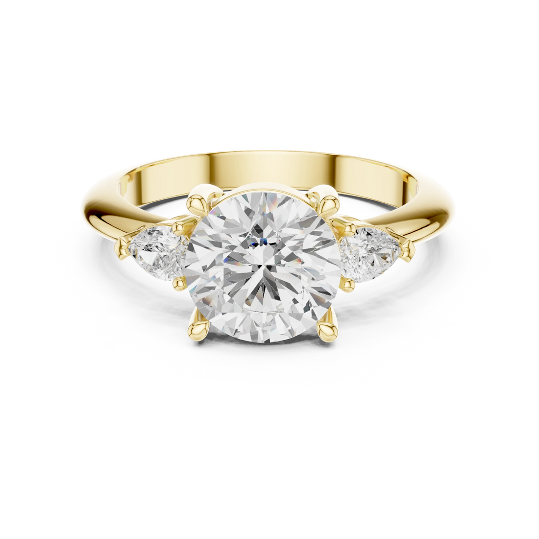 Round Diamond Solitaire Engagement Ring with Hidden Side Accent