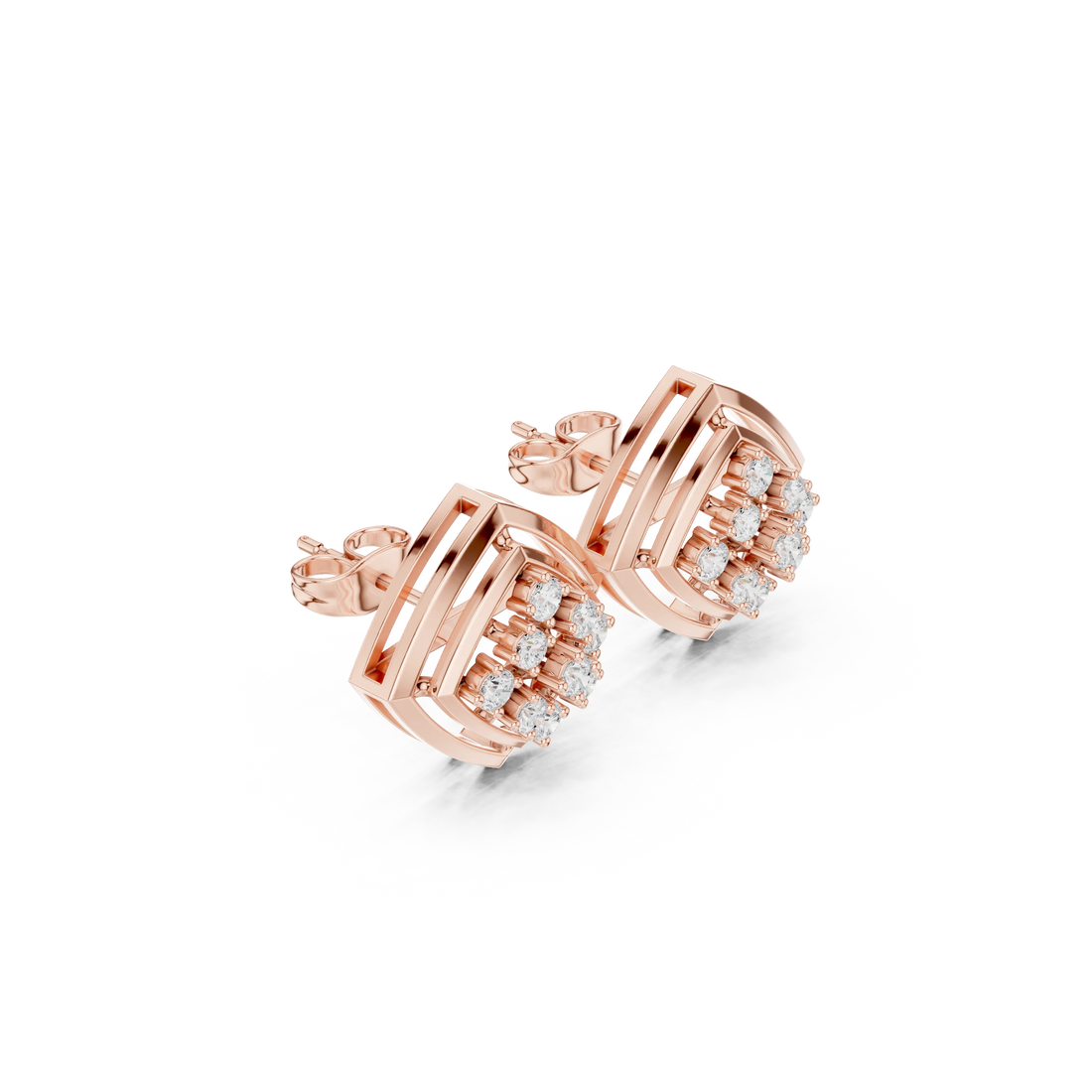 Celestial Frame Diamond Stud Earrings