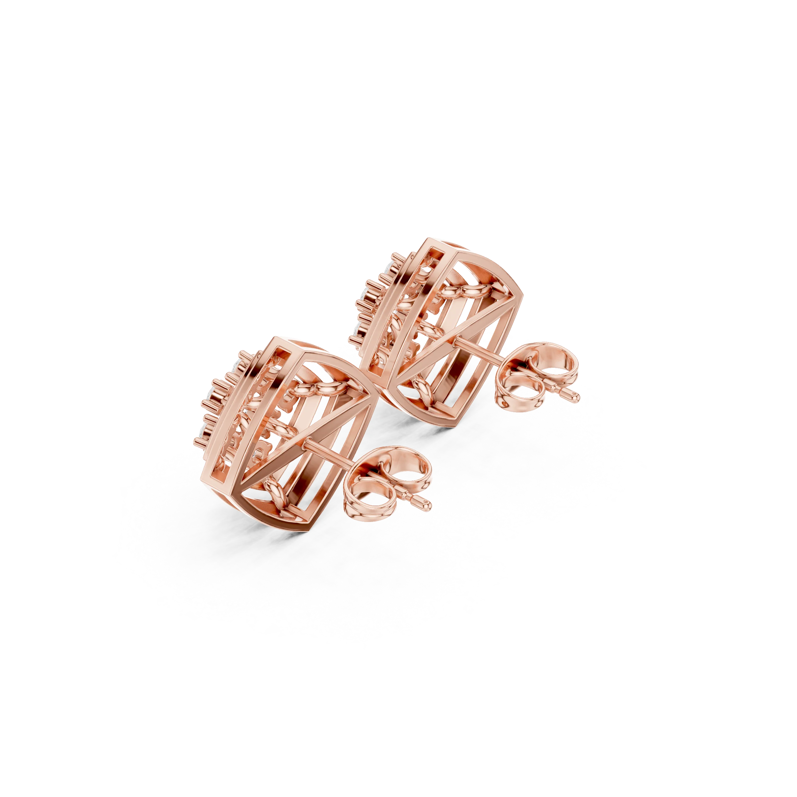 Celestial Frame Diamond Stud Earrings