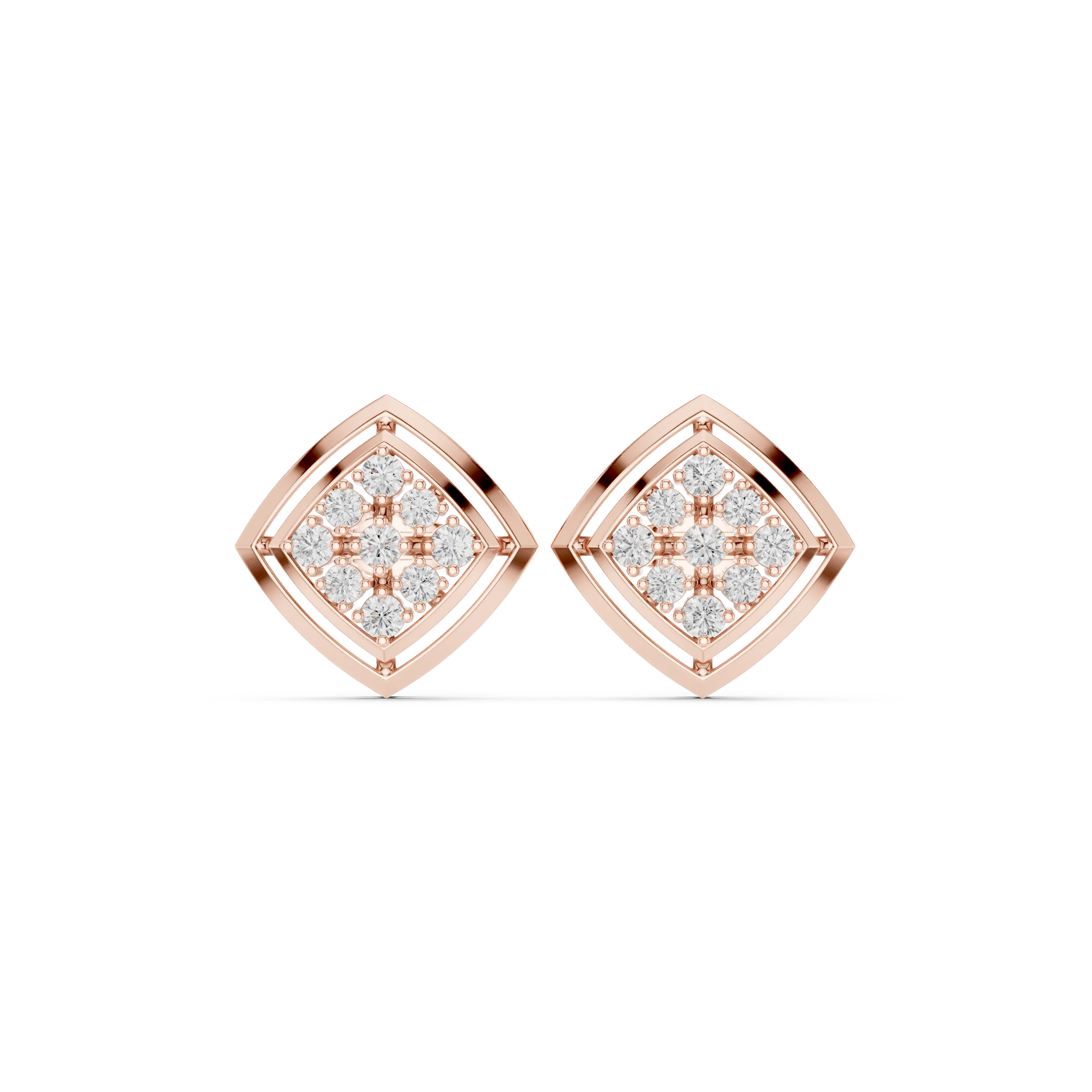 Celestial Frame Diamond Stud Earrings