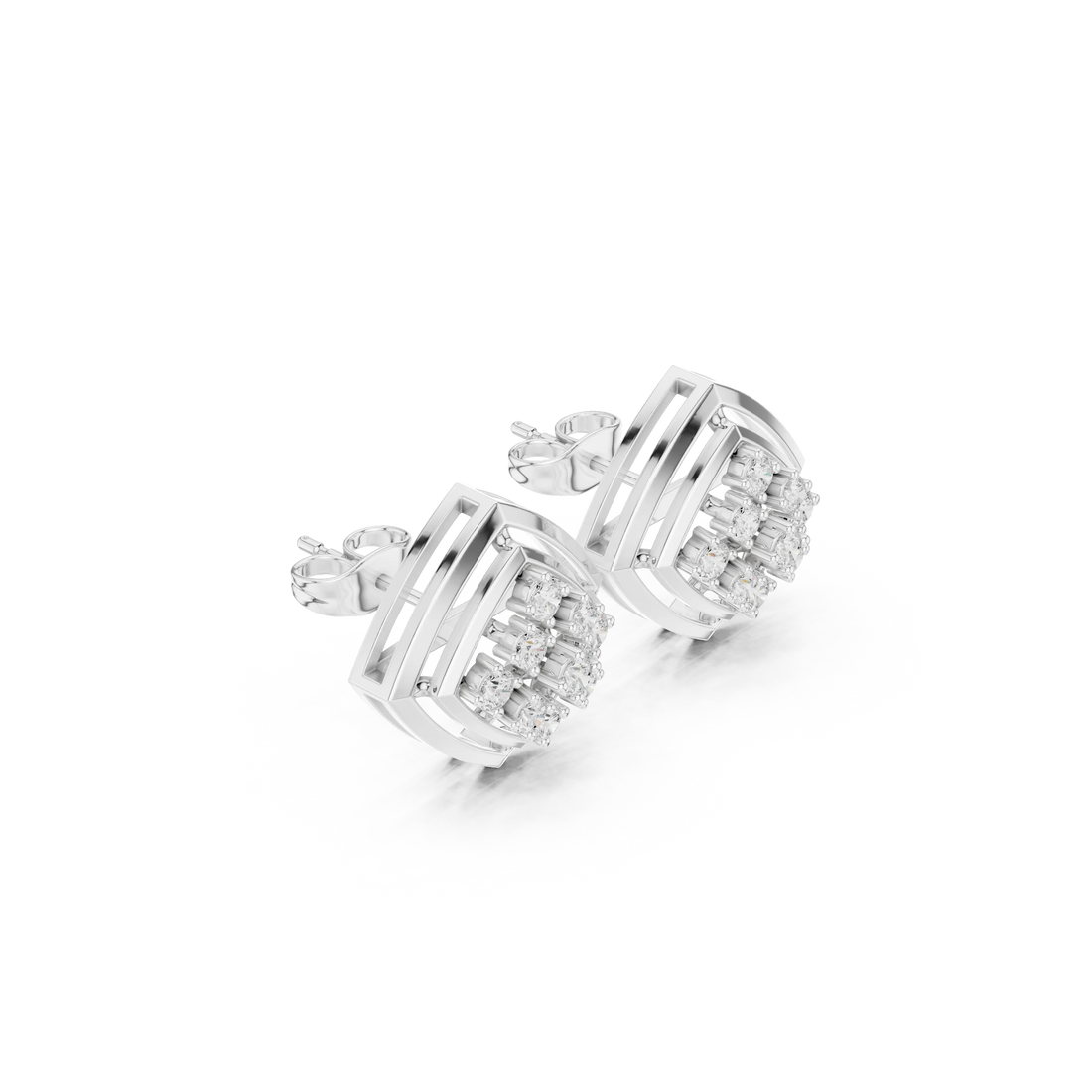 Celestial Frame Diamond Stud Earrings