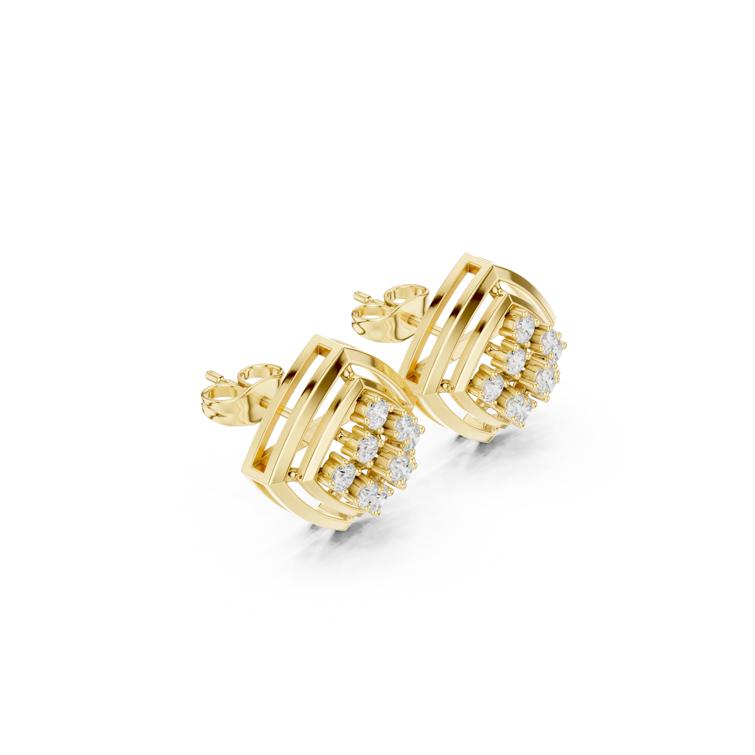 Celestial Frame Diamond Stud Earrings