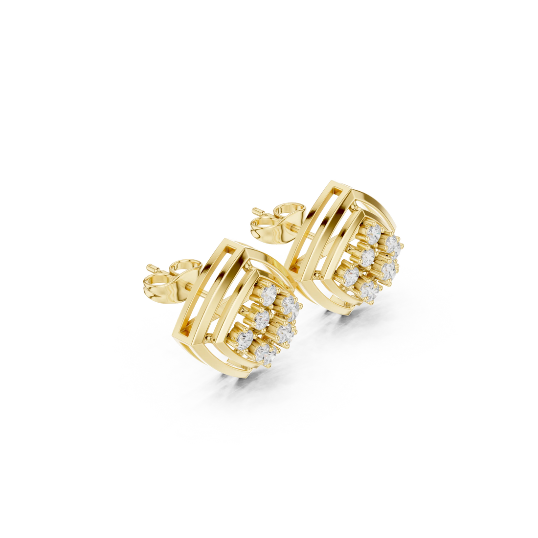 Celestial Frame Diamond Stud Earrings