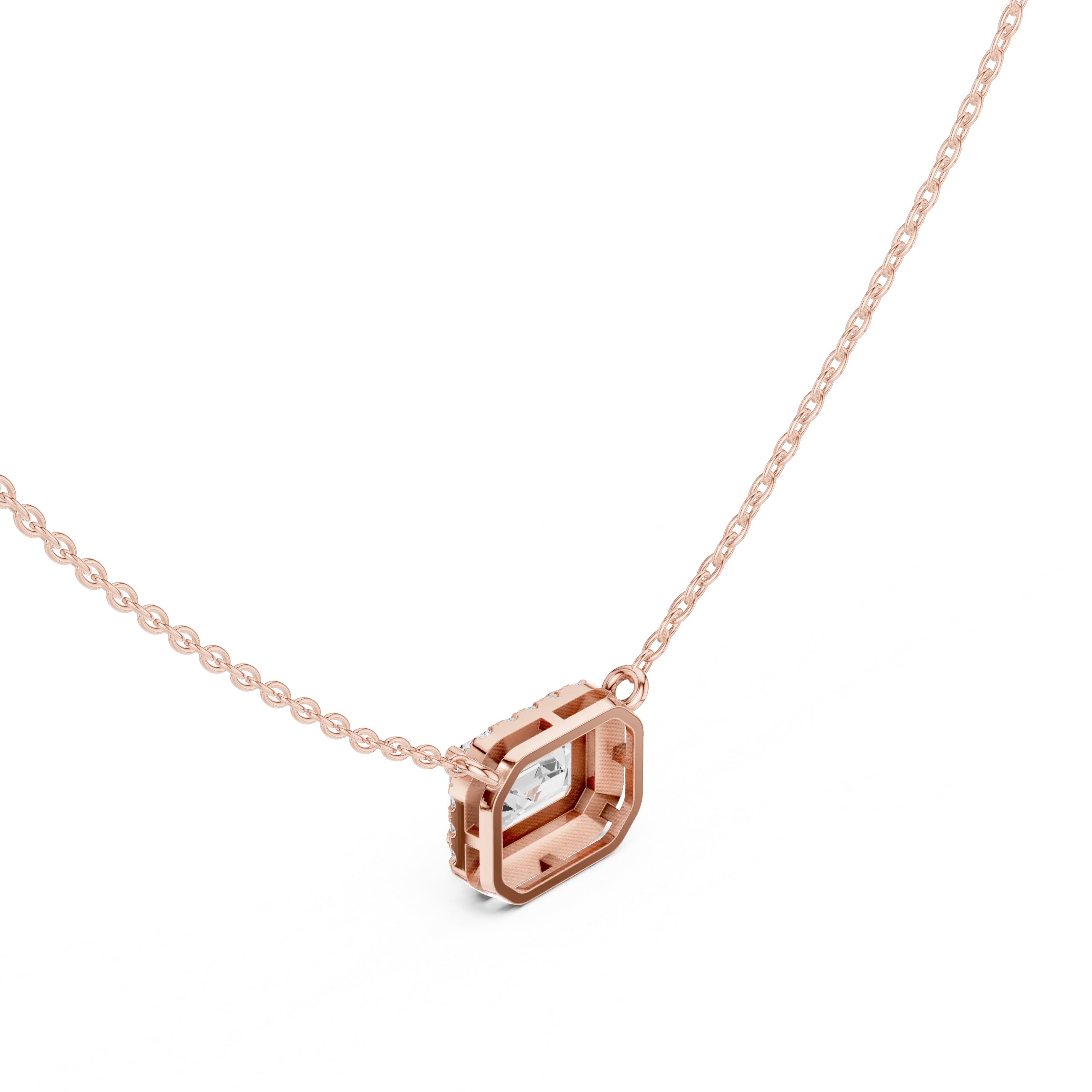 Aurora Halo Emerald Diamond Pendant Necklace