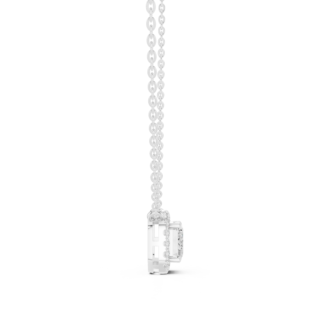 Aurora Halo Emerald Diamond Pendant Necklace